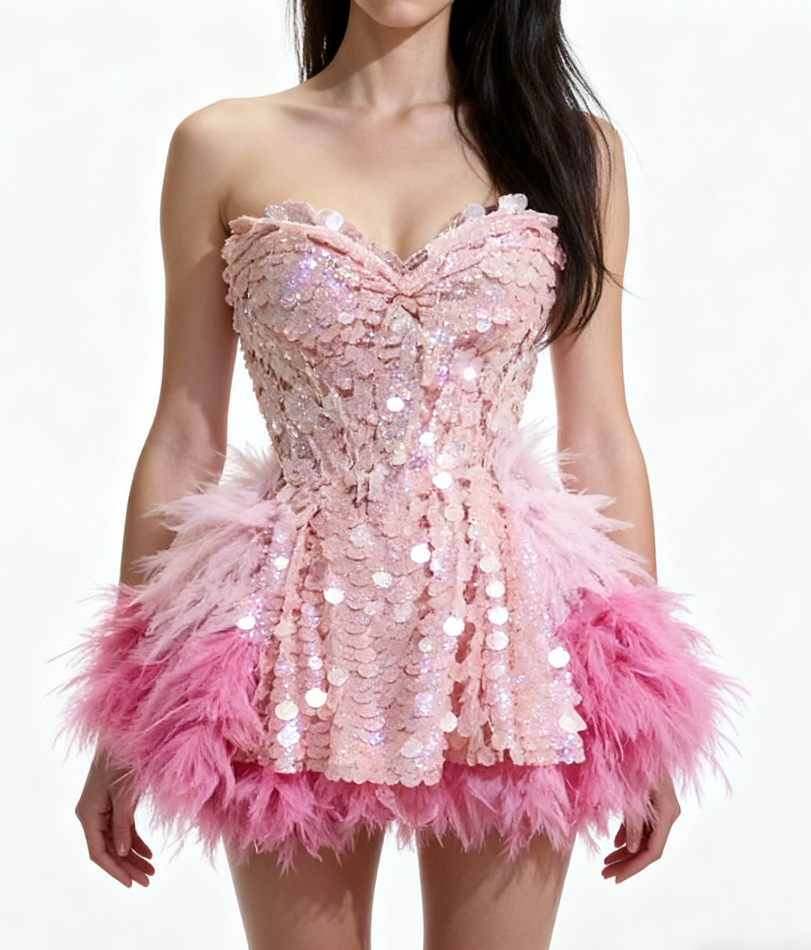 Sparkly Sequins Ruffles Backless Two Pieces Set