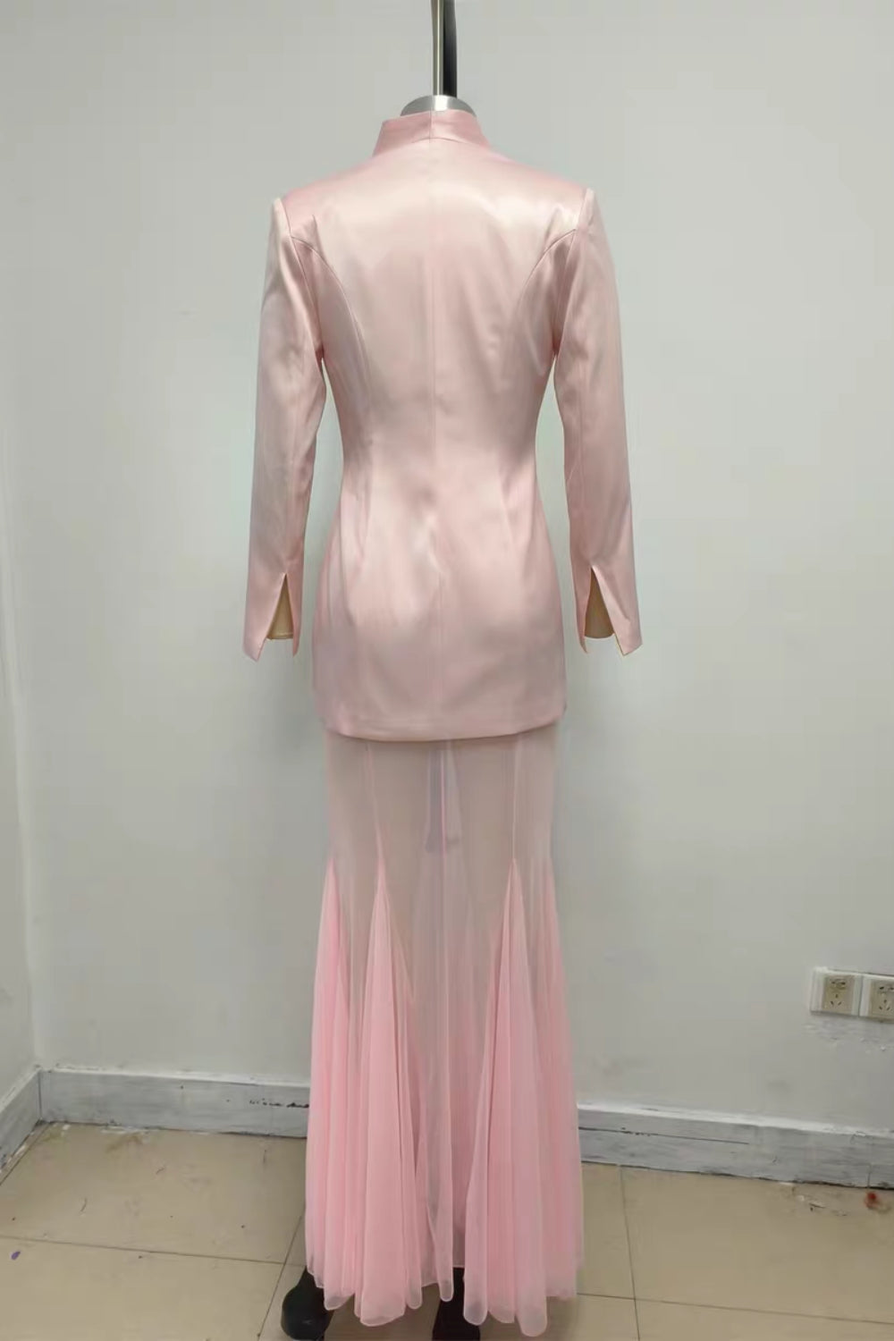 Ilhamp Pink Blazer & Mesh Skirt Set
