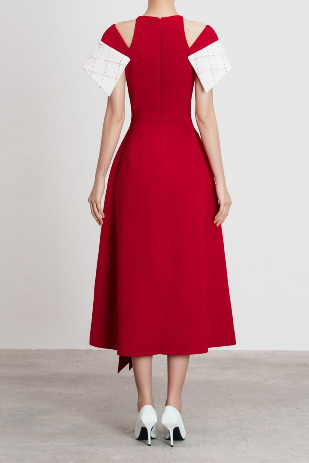 TIFFANY TWO-TONE SLIT MIDI DRESS