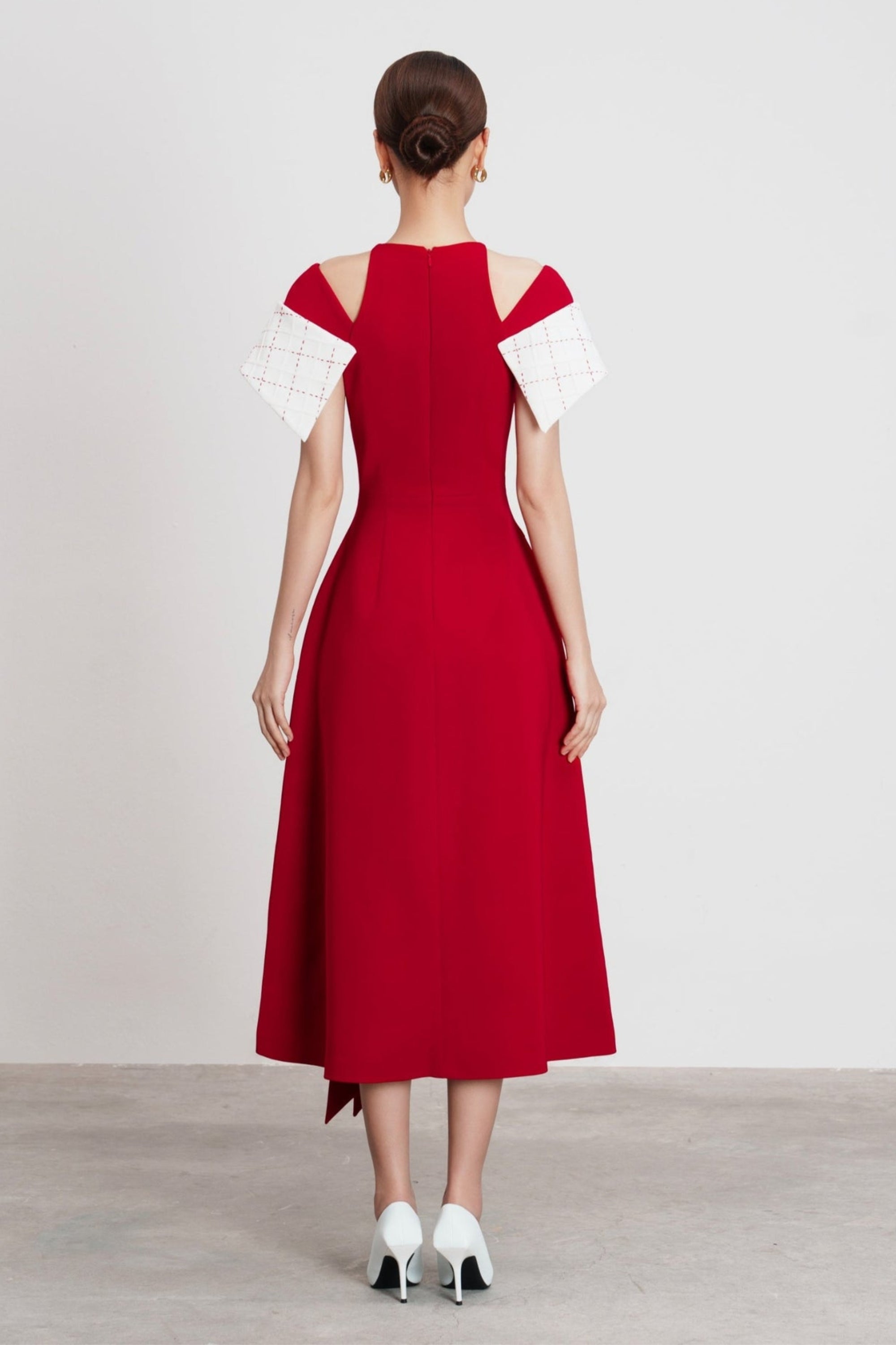 TIFFANY TWO-TONE SLIT MIDI DRESS