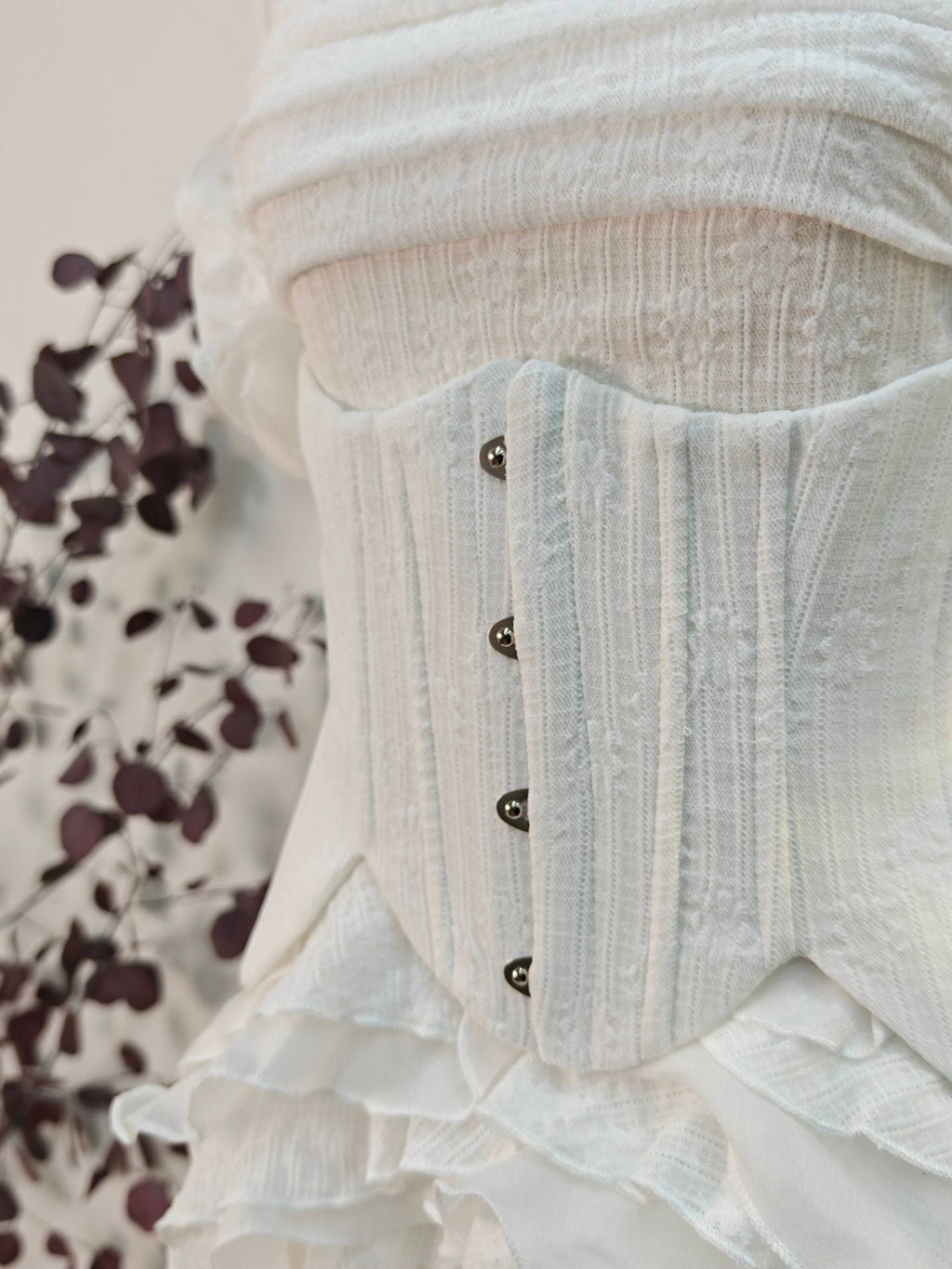 Baha Ruch Ruffle Fringe Mini Dress In White