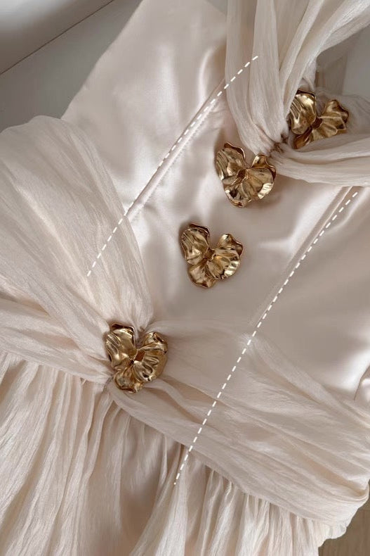 Emerald Fit and Flare Corset Waist Chiffon Mini Dress