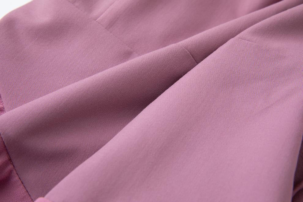 jessica halter ruffle trim mini dress in purple