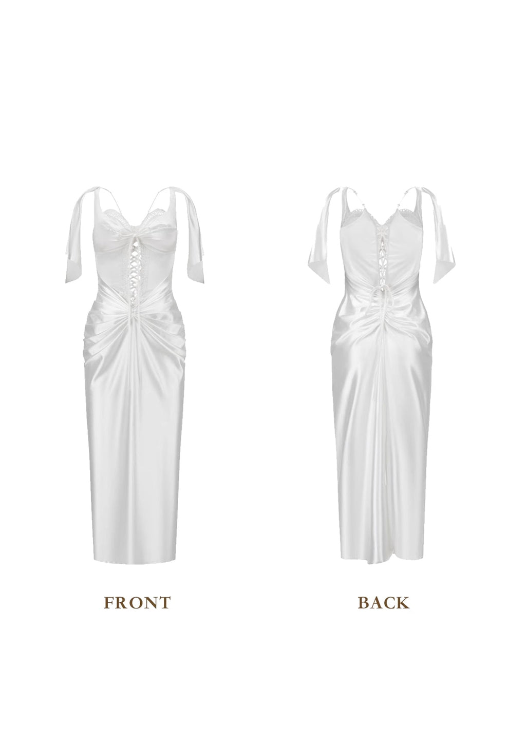 alexandra satin Corset Dress in white