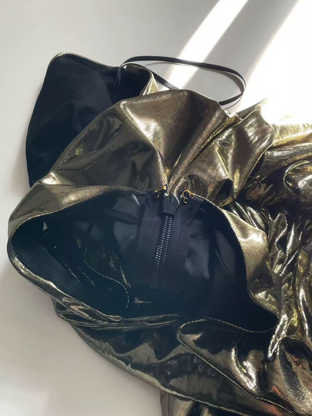 Gold Metallic Maxi Dress High Slit Gown