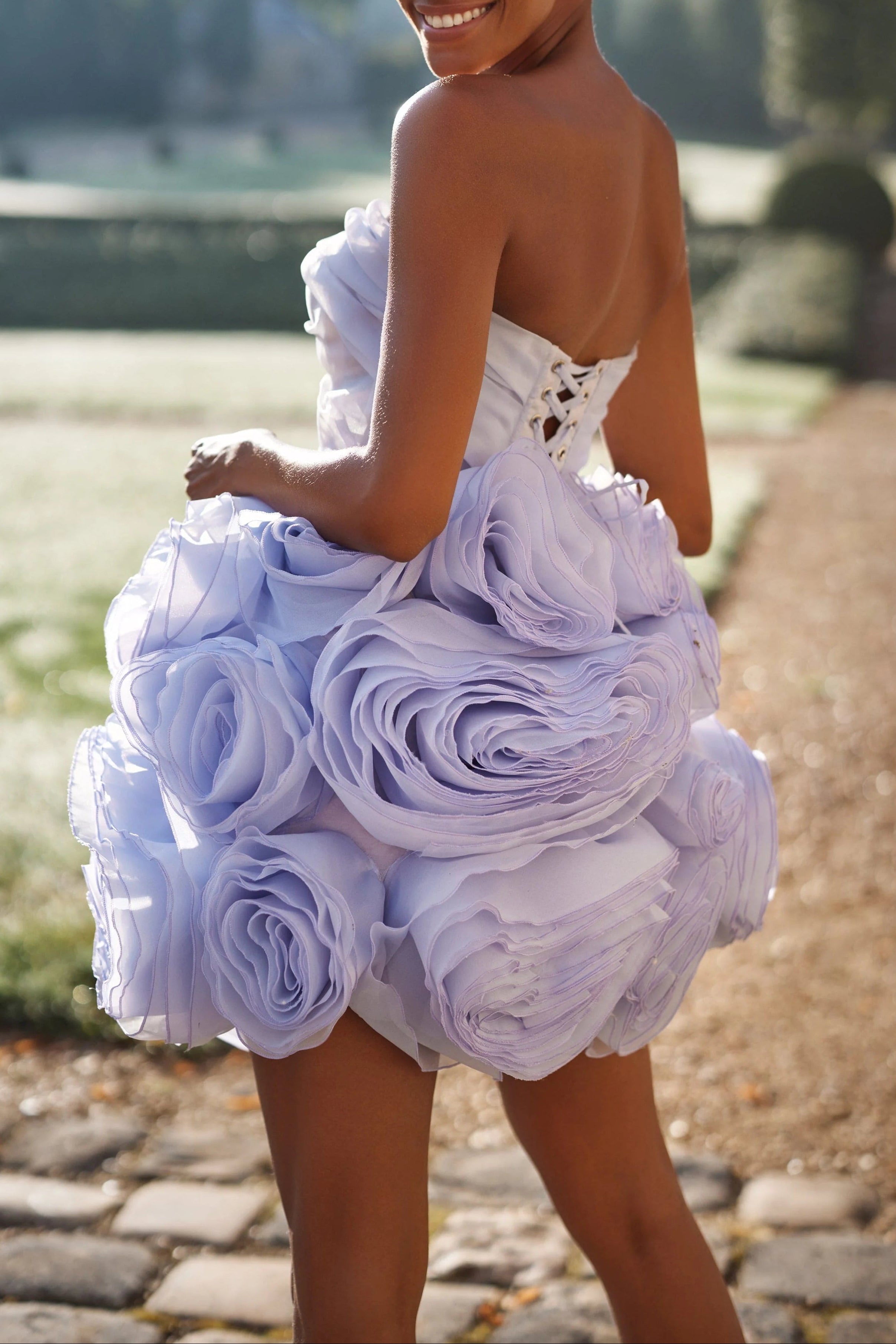 georgia Appliquéd organza lavender mini dress