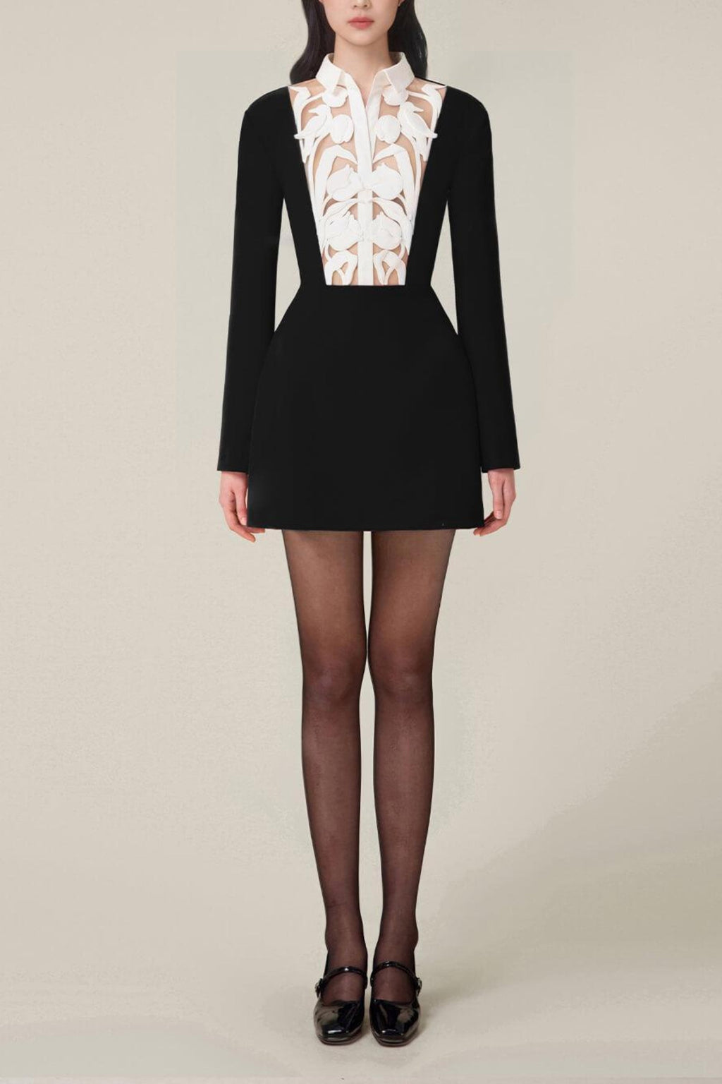 hollow a-line mini Dress in black