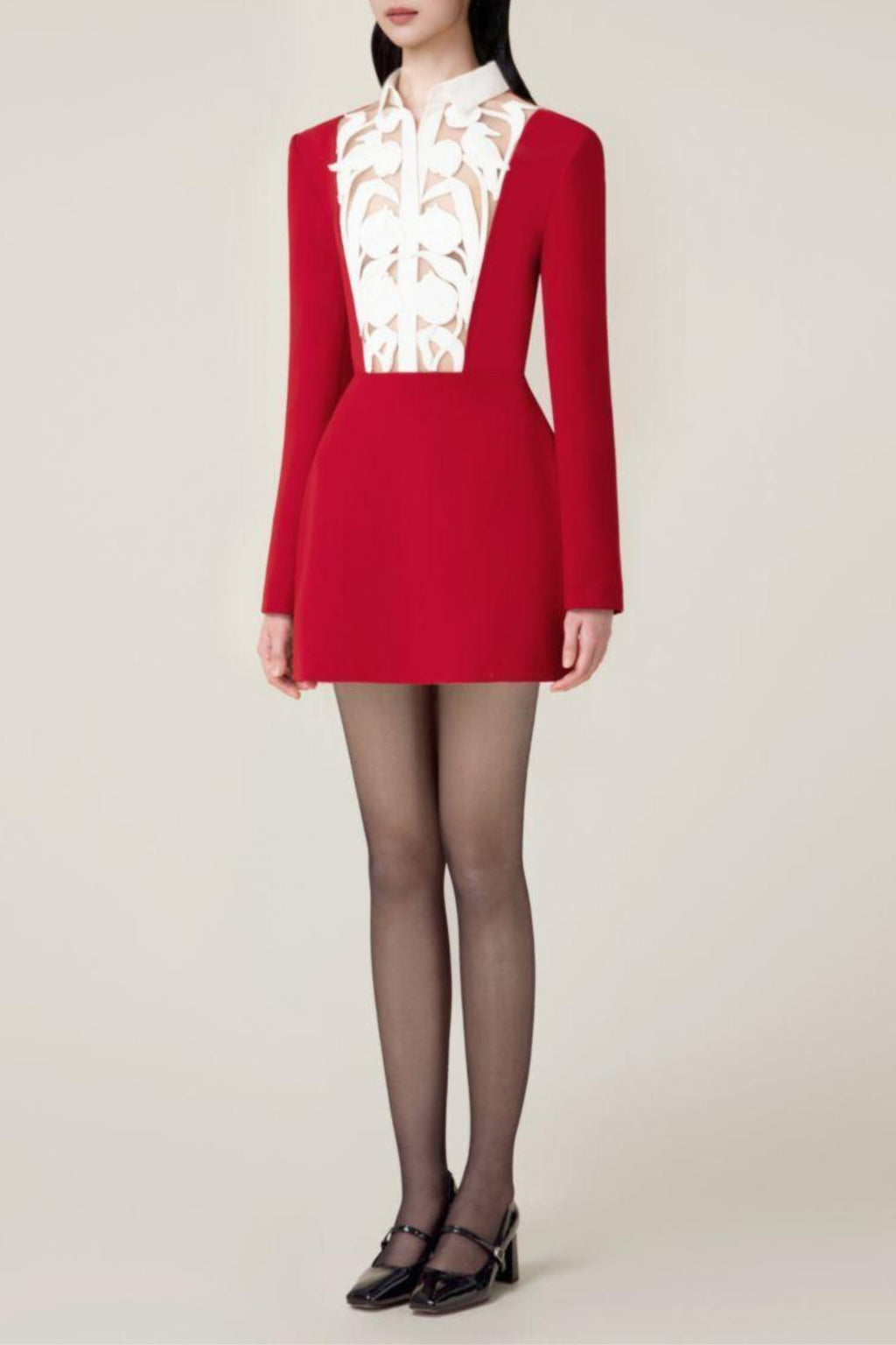 hollow a-line mini Dress in red