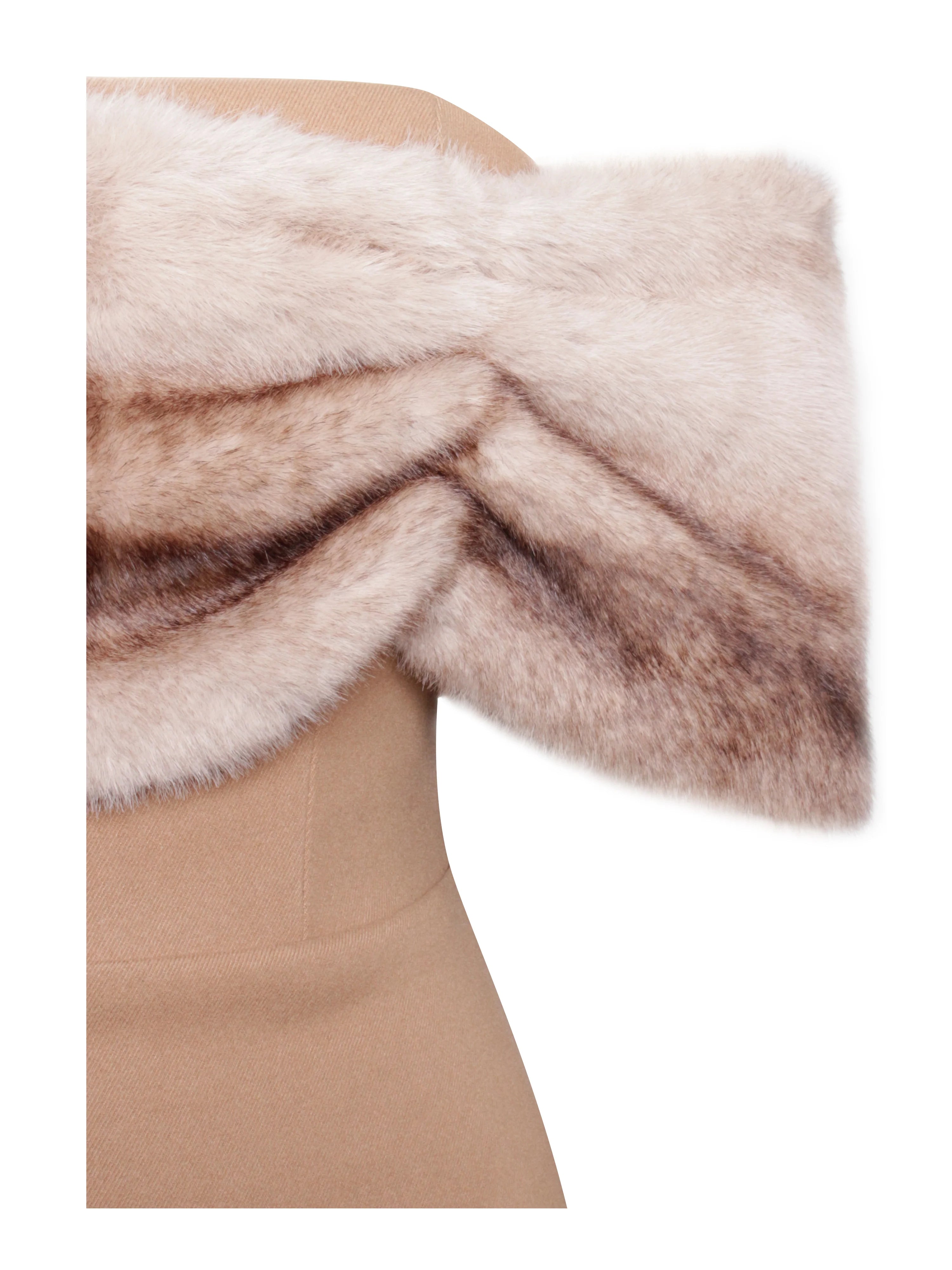 Turmeric Off Shoulder Fur Trim Mini Dress