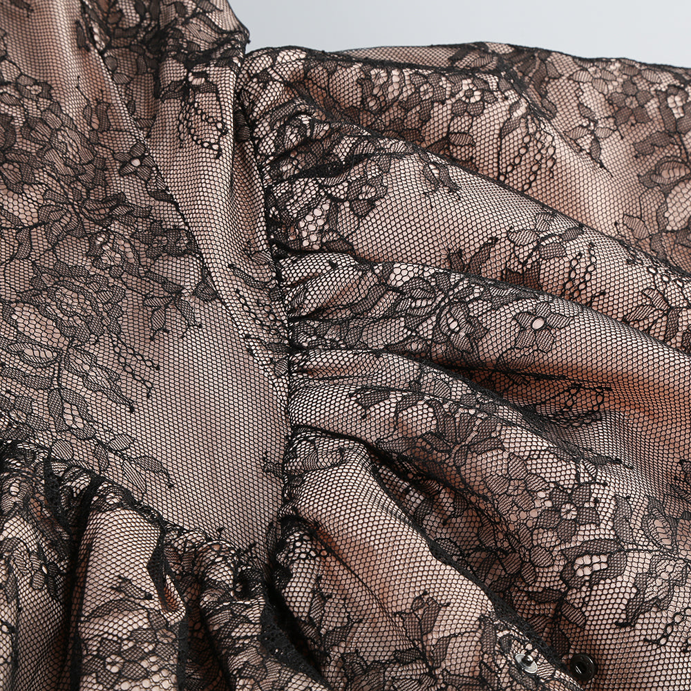 Orentha Lace Strapless Puff Mini Dress