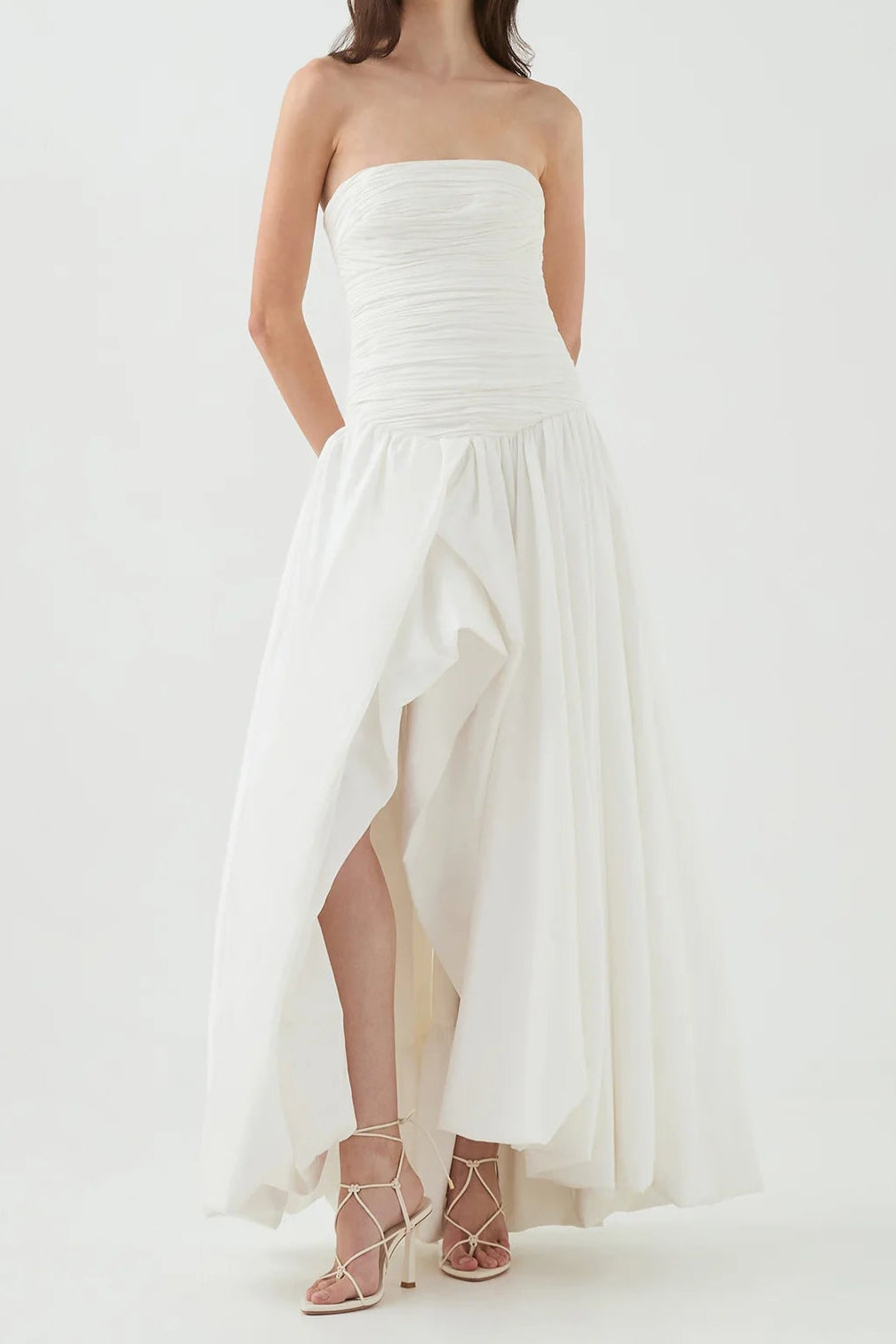 nancy Bubble Hem Maxi Dress in ivory