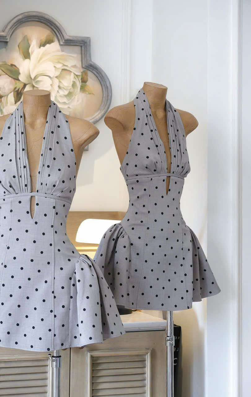 Tiffany Plunge Dot Mini Dress