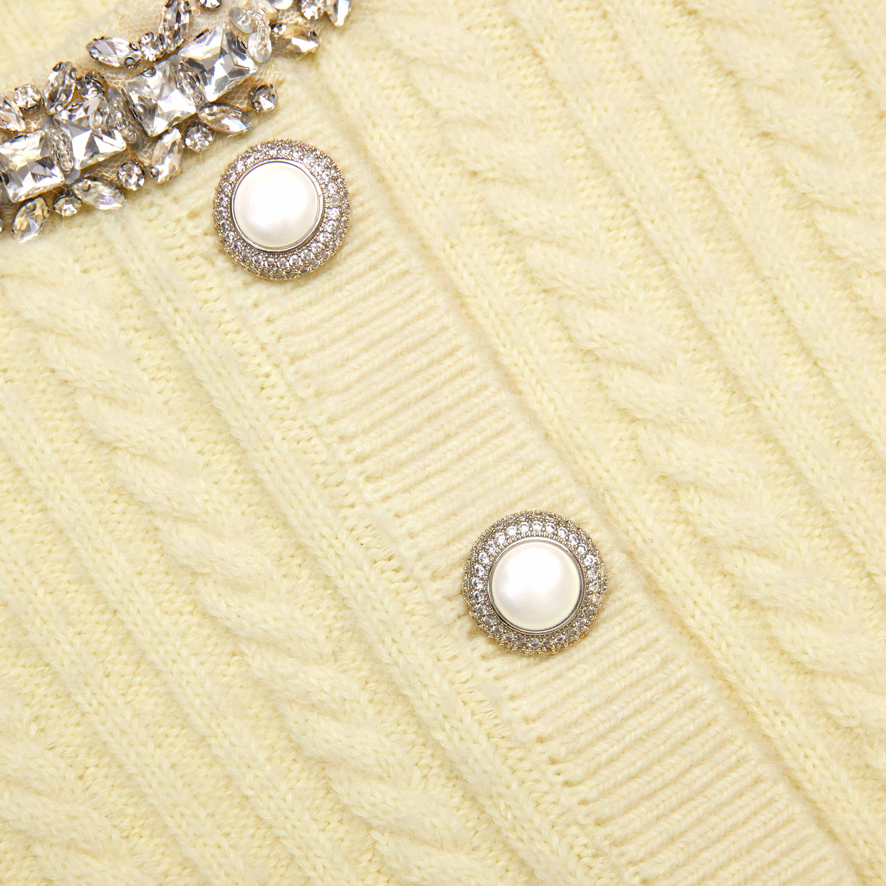 sabina Yellow rhinestones embellished Alpaca Cardigan