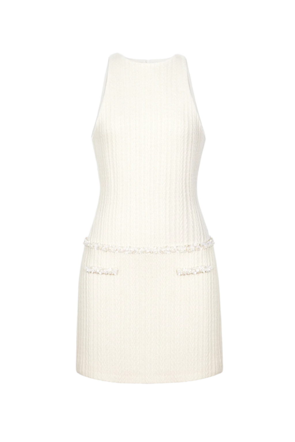Abene Sleeveless Beaded Embellished  Knit Mini Dress