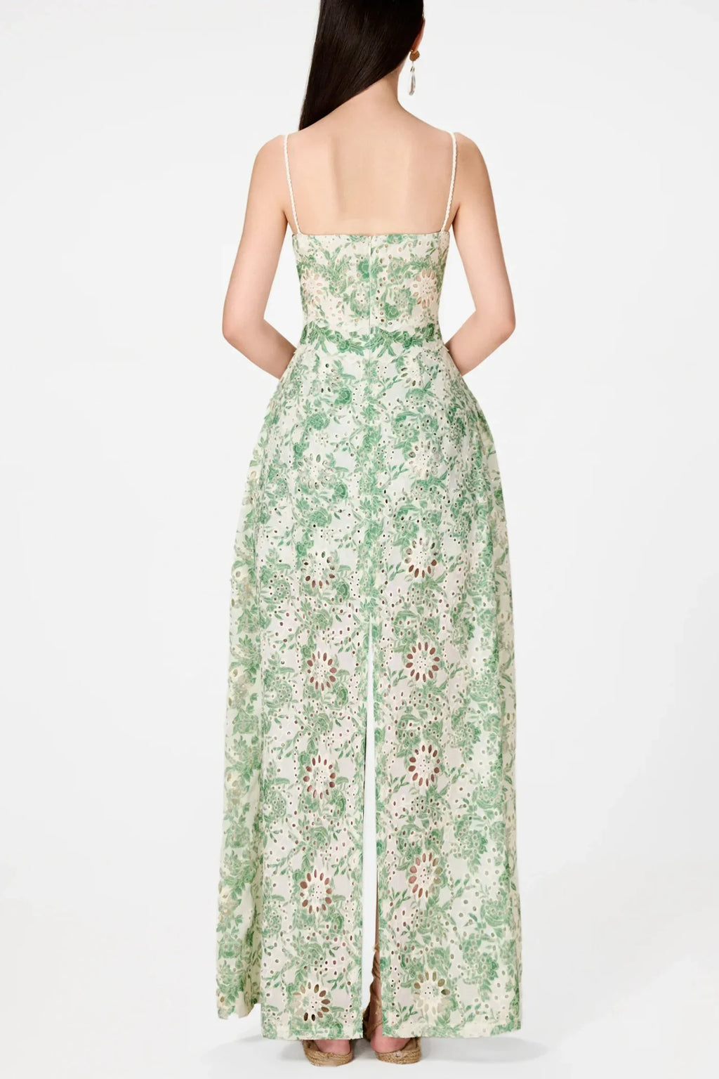 Abetzi Floral Embroidered Shorts & Maxi Dress Set - Green