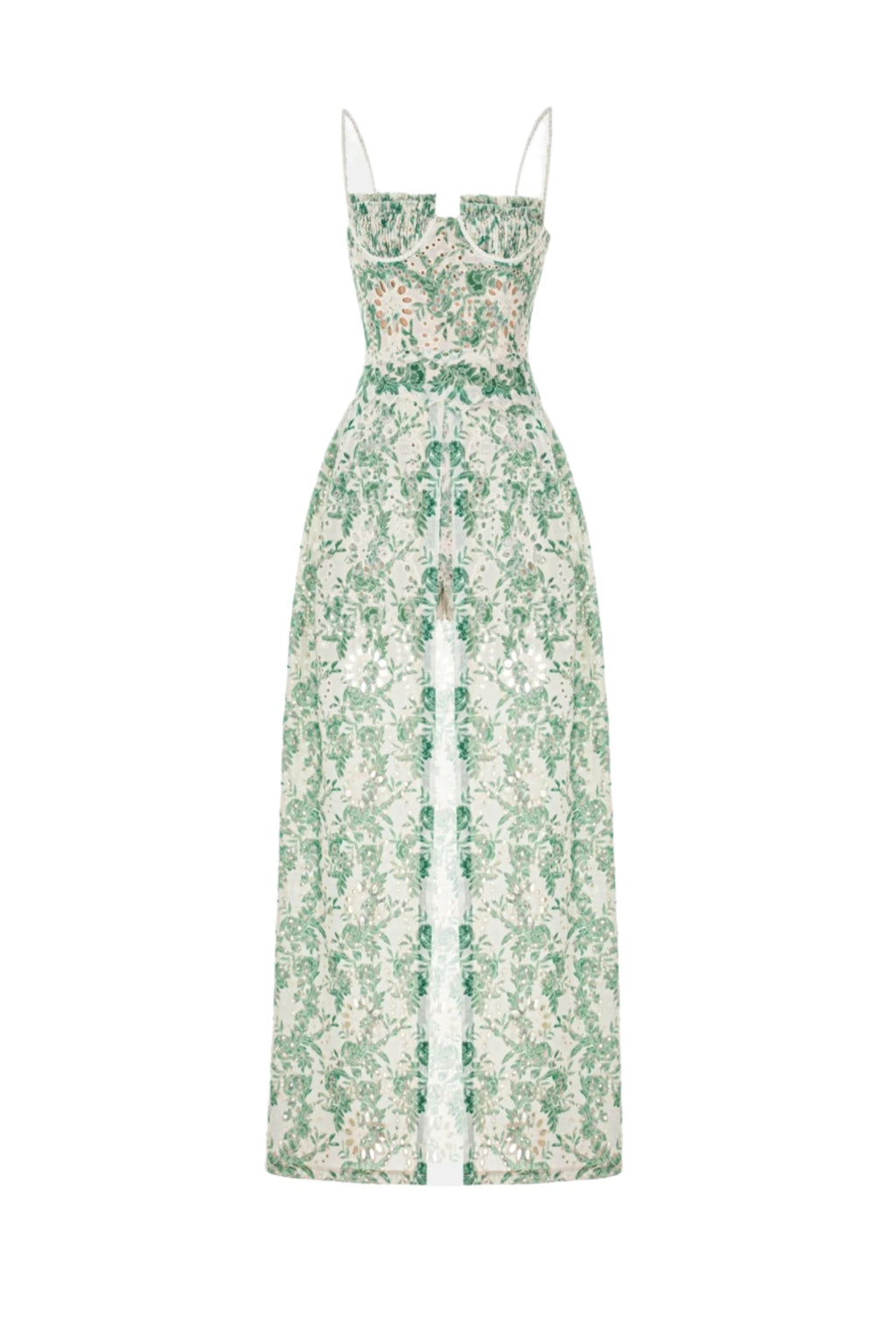 Abetzi Floral Embroidered Shorts & Maxi Dress Set - Green