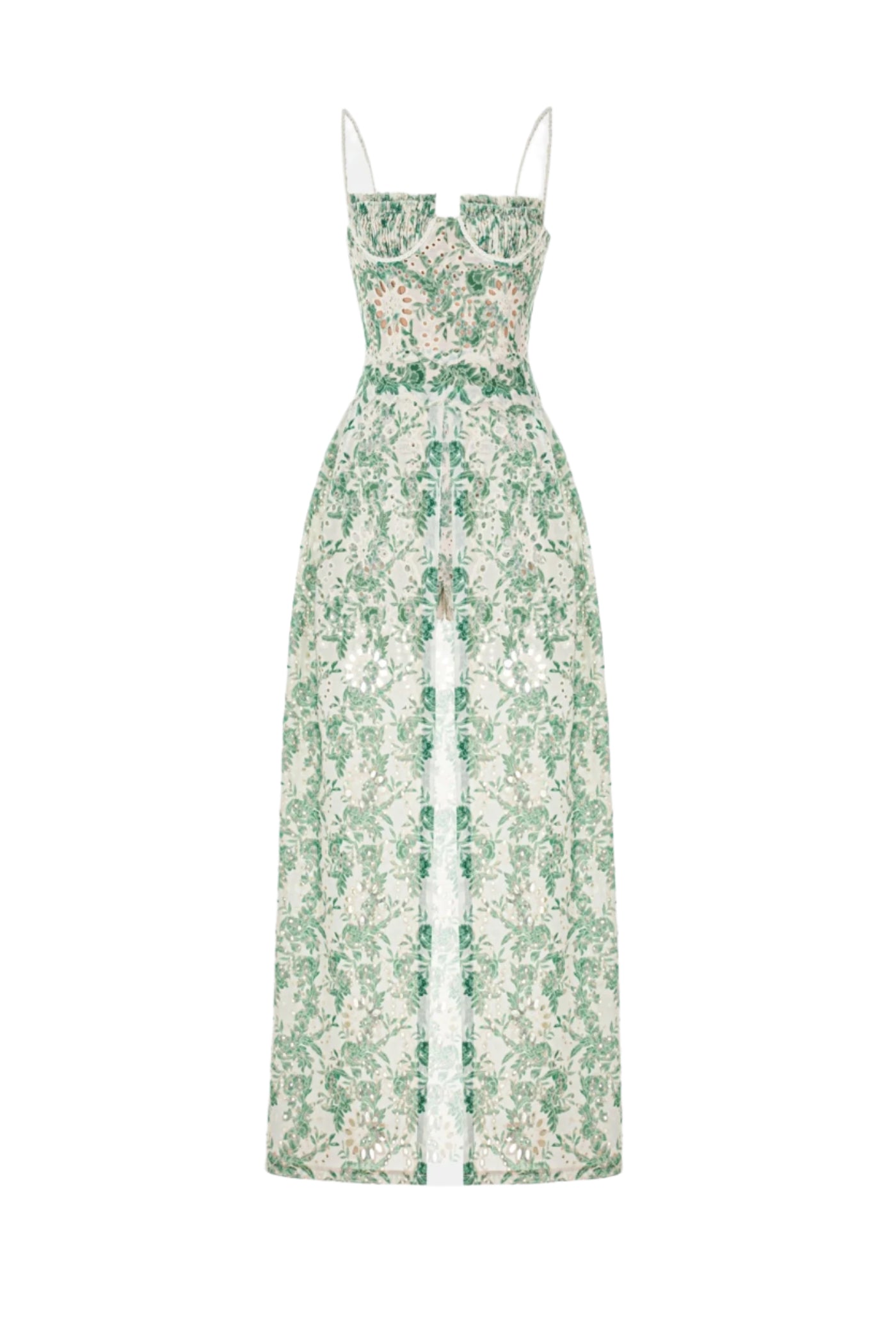Abetzi Floral Embroidered Shorts & Maxi Dress Set - Green