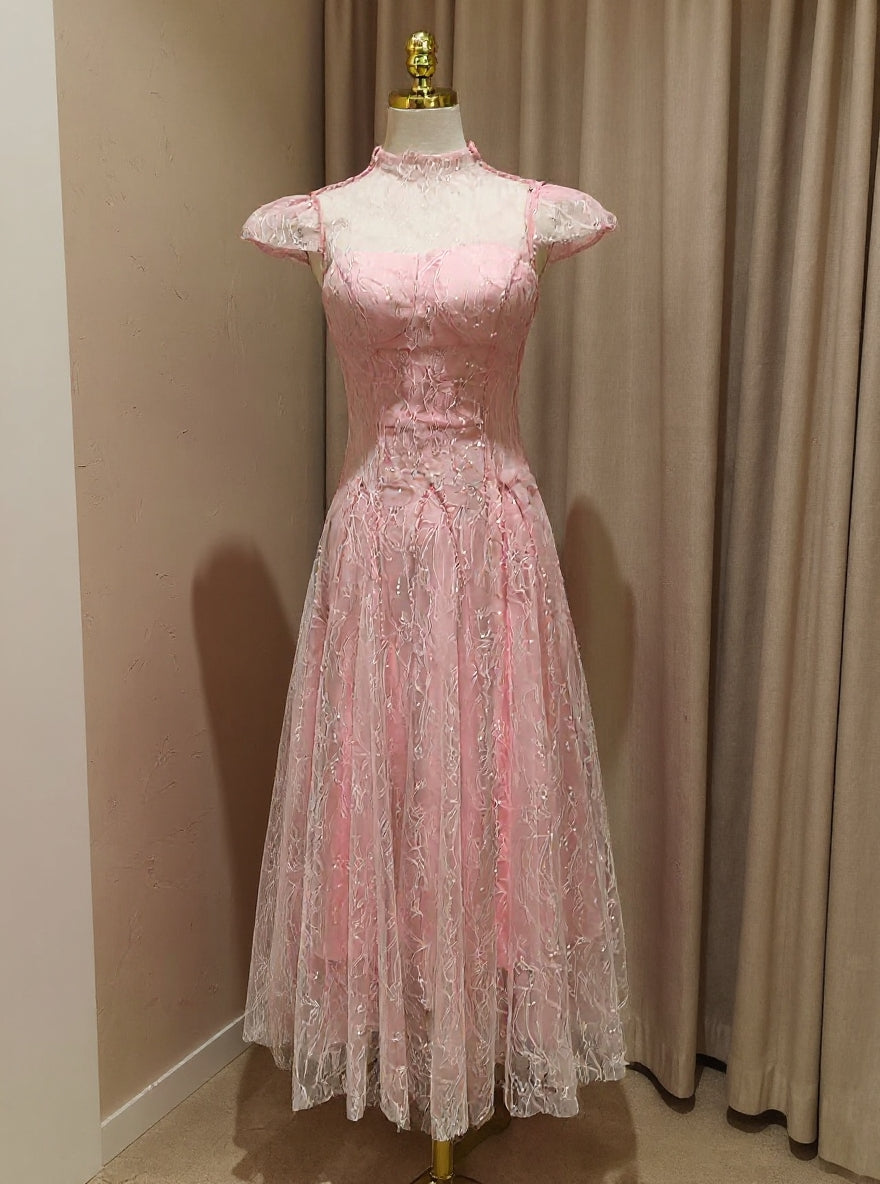 lace sequin A line midi dress