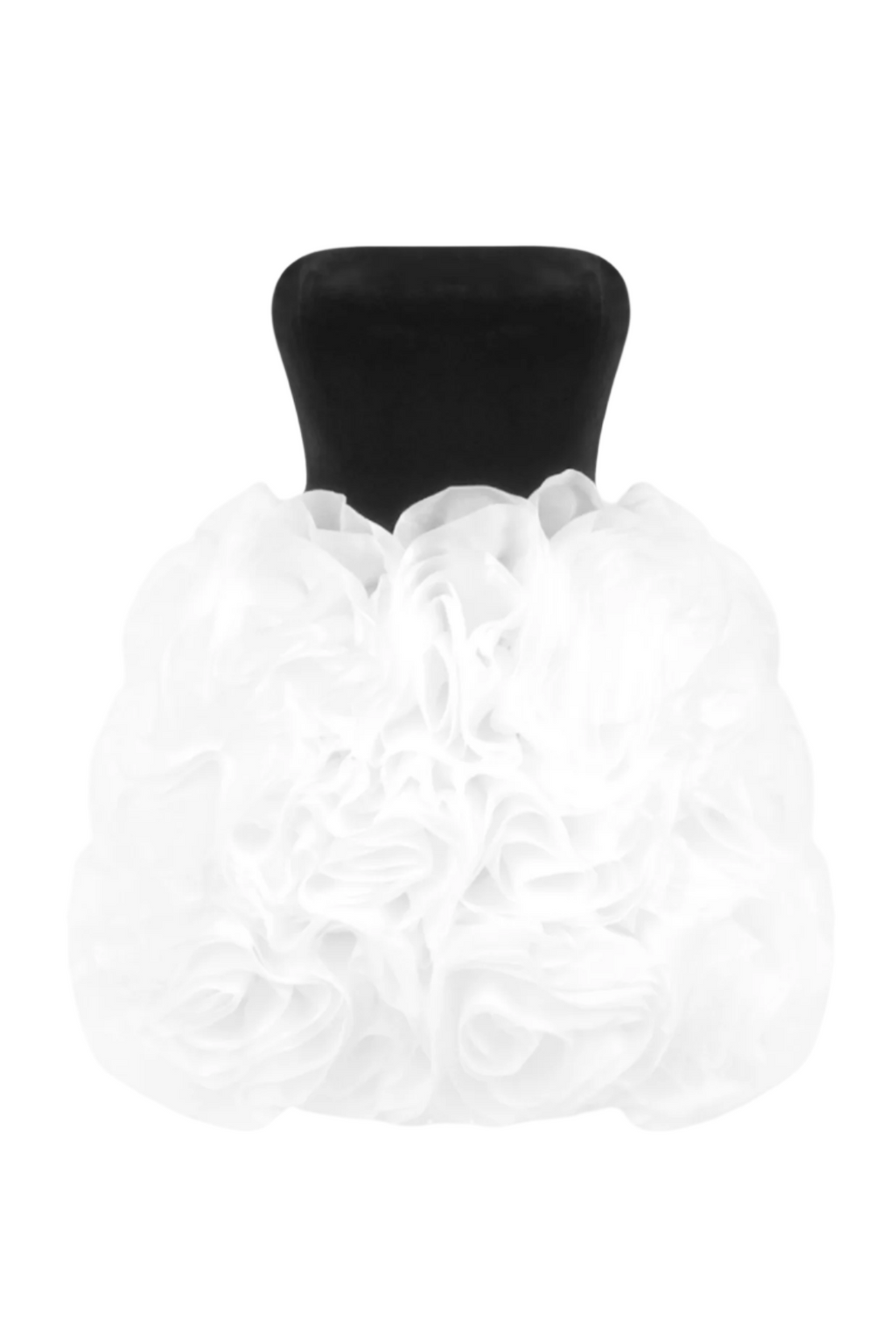 Archki Ruched Flower Strapless Mini Dress