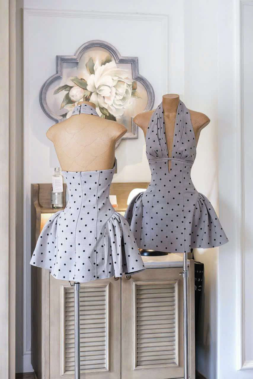 Tiffany Plunge Dot Mini Dress