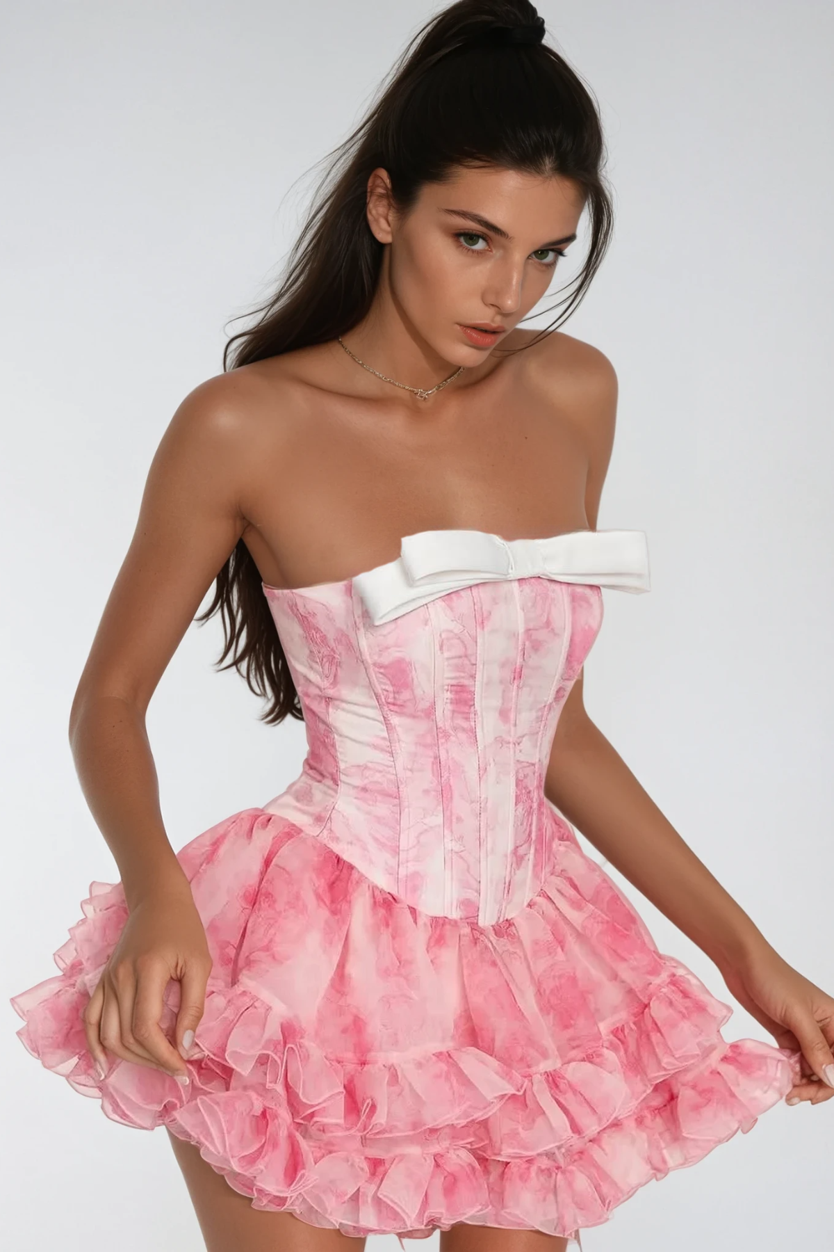 Besnik Corset Ruffle Mini Dress