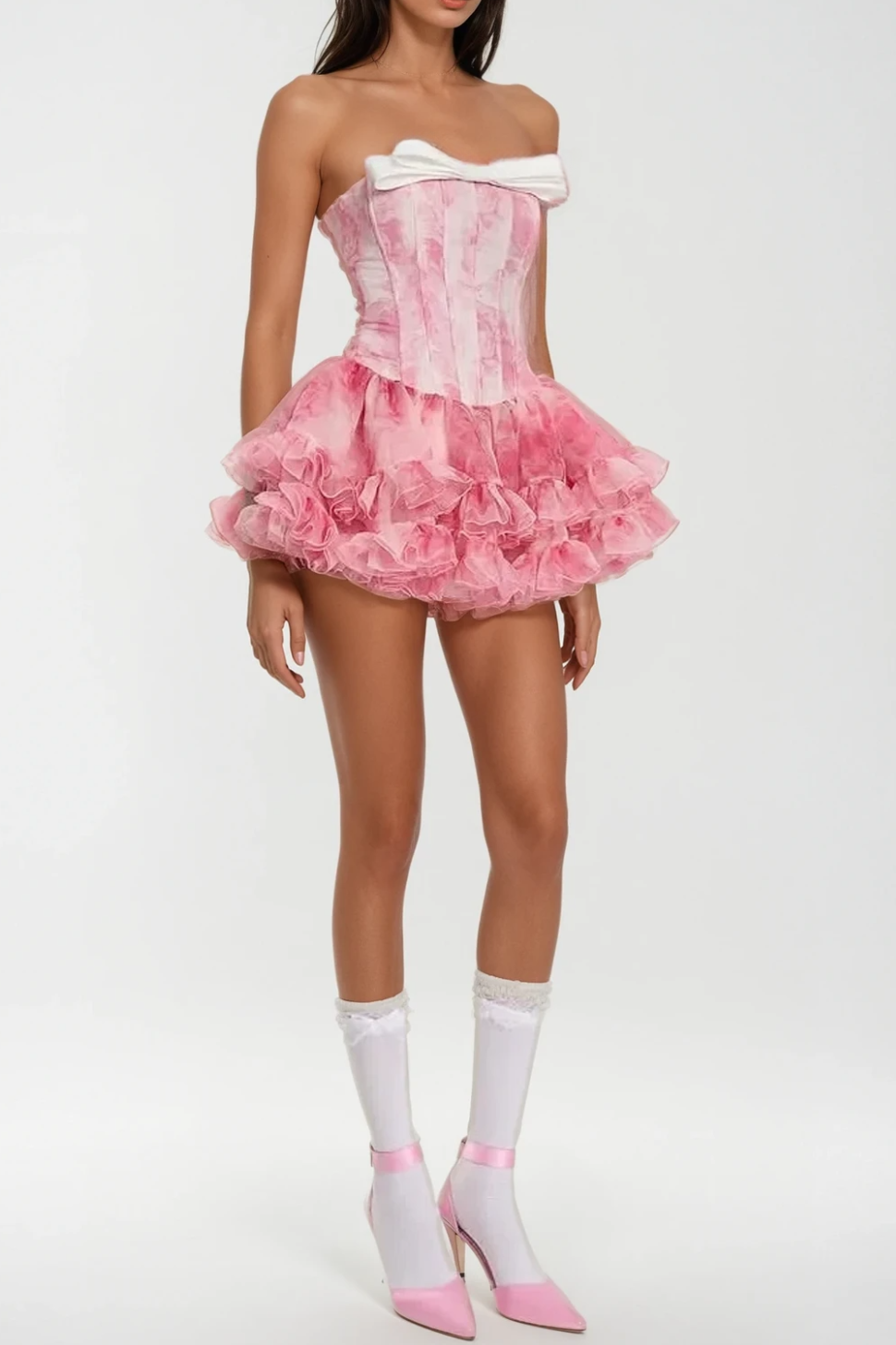 Besnik Corset Ruffle Mini Dress