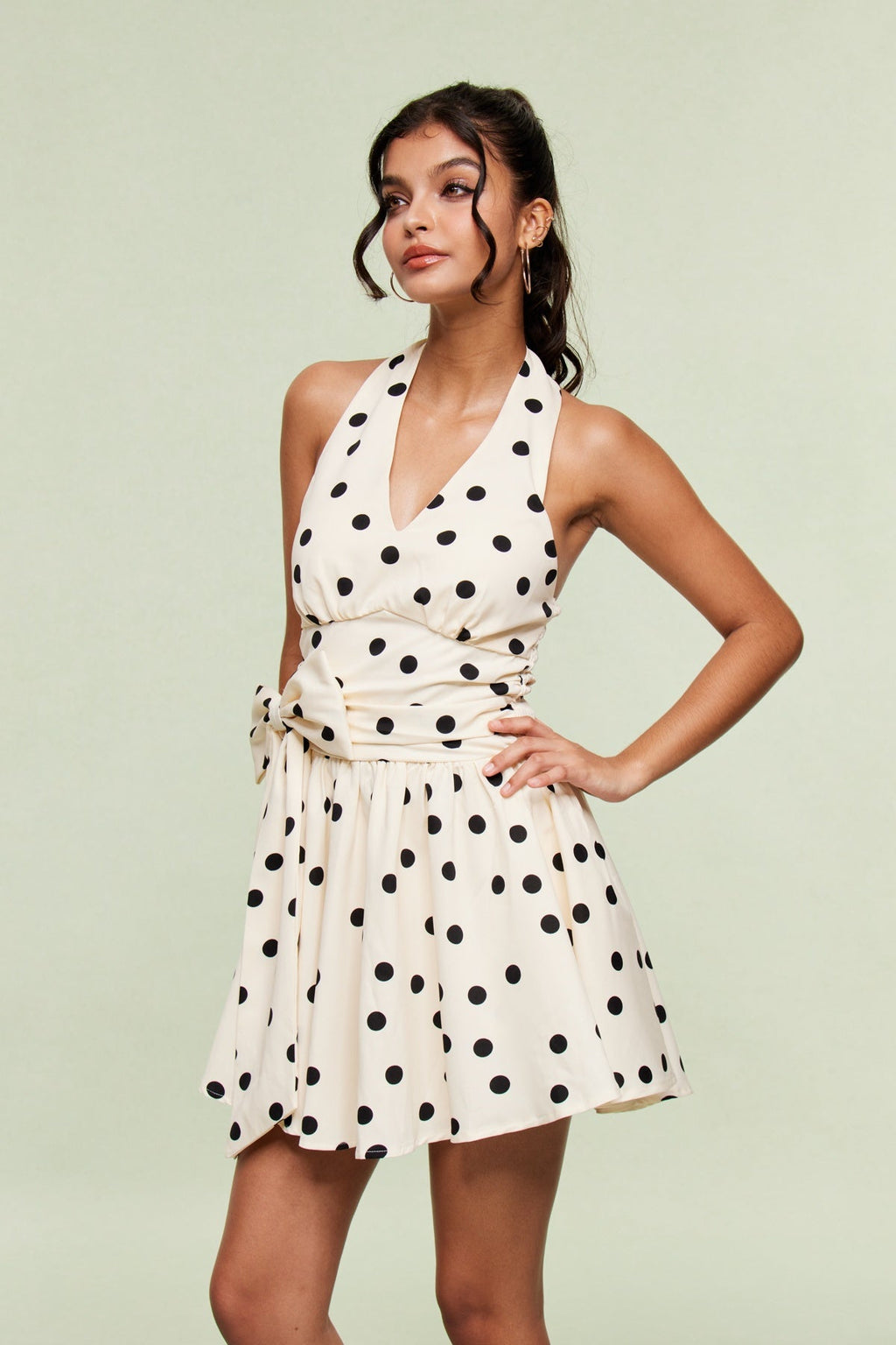 Blai Dot Bow Ruffle Mini Dress