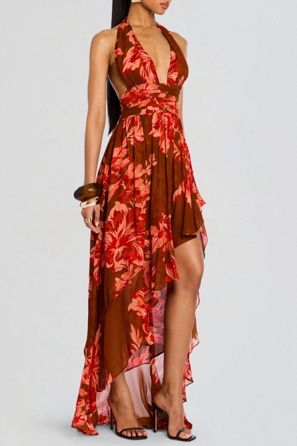 Floral Halter Print Maxi Dress