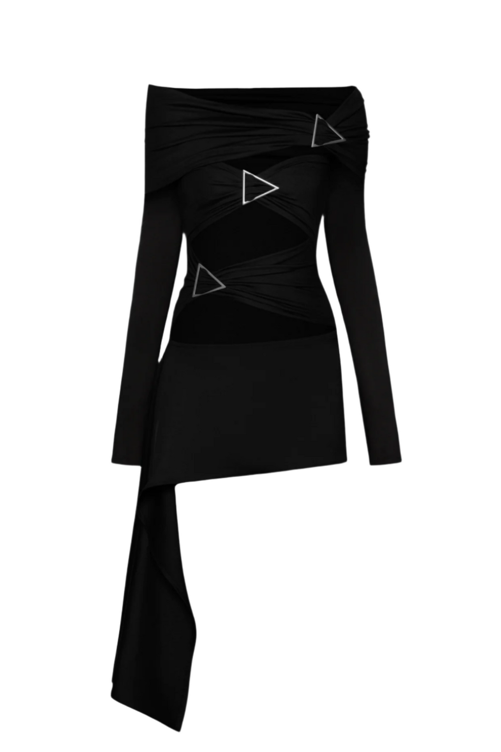 Christe Asymmetric Cutout Mini Dress