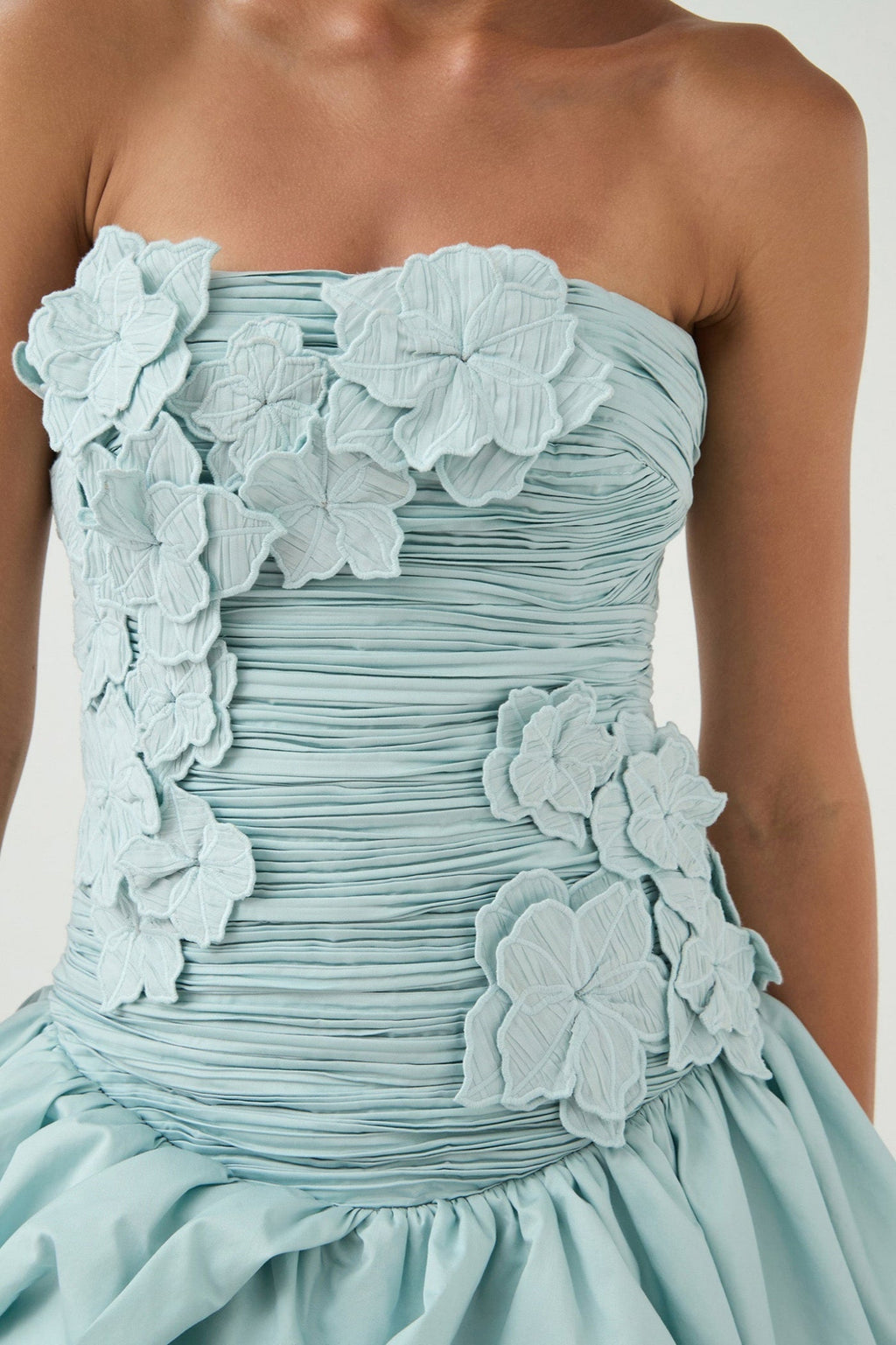 Coleka Floral Appliqué Strapless Mini Dress