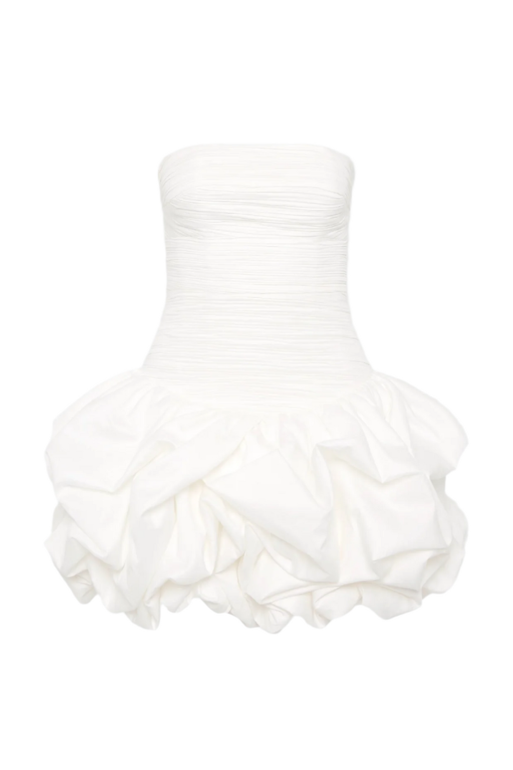 Coleka Floral Print Strapless Ruched Mini Dress - White