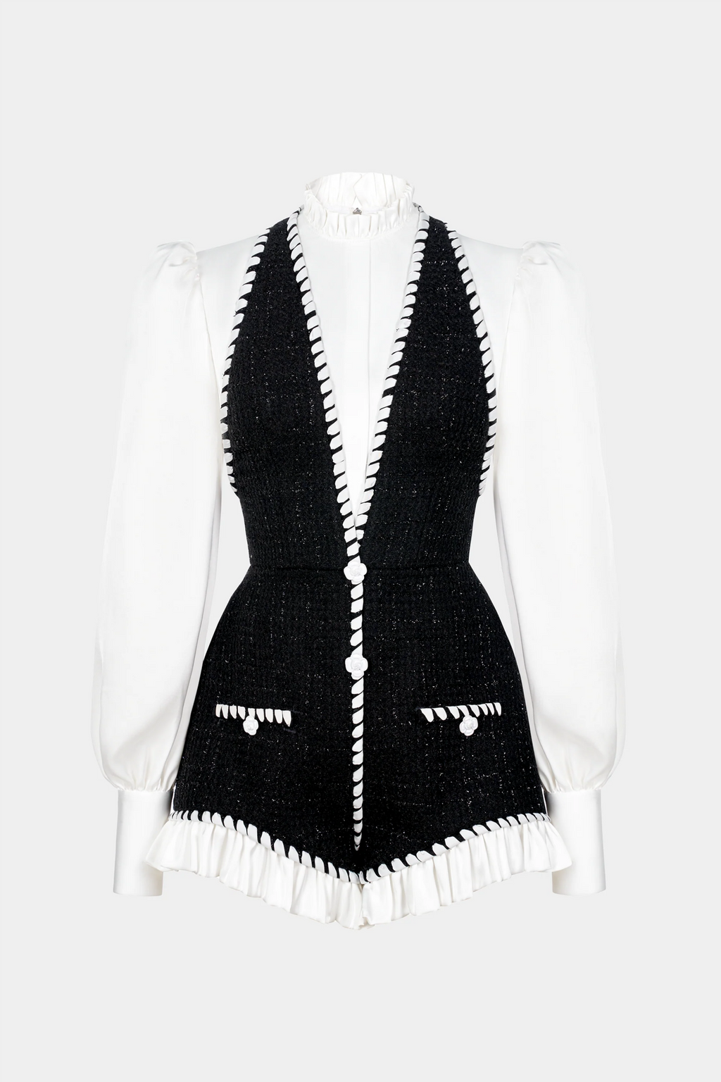 Colver Halter Tweed Shirt Romper