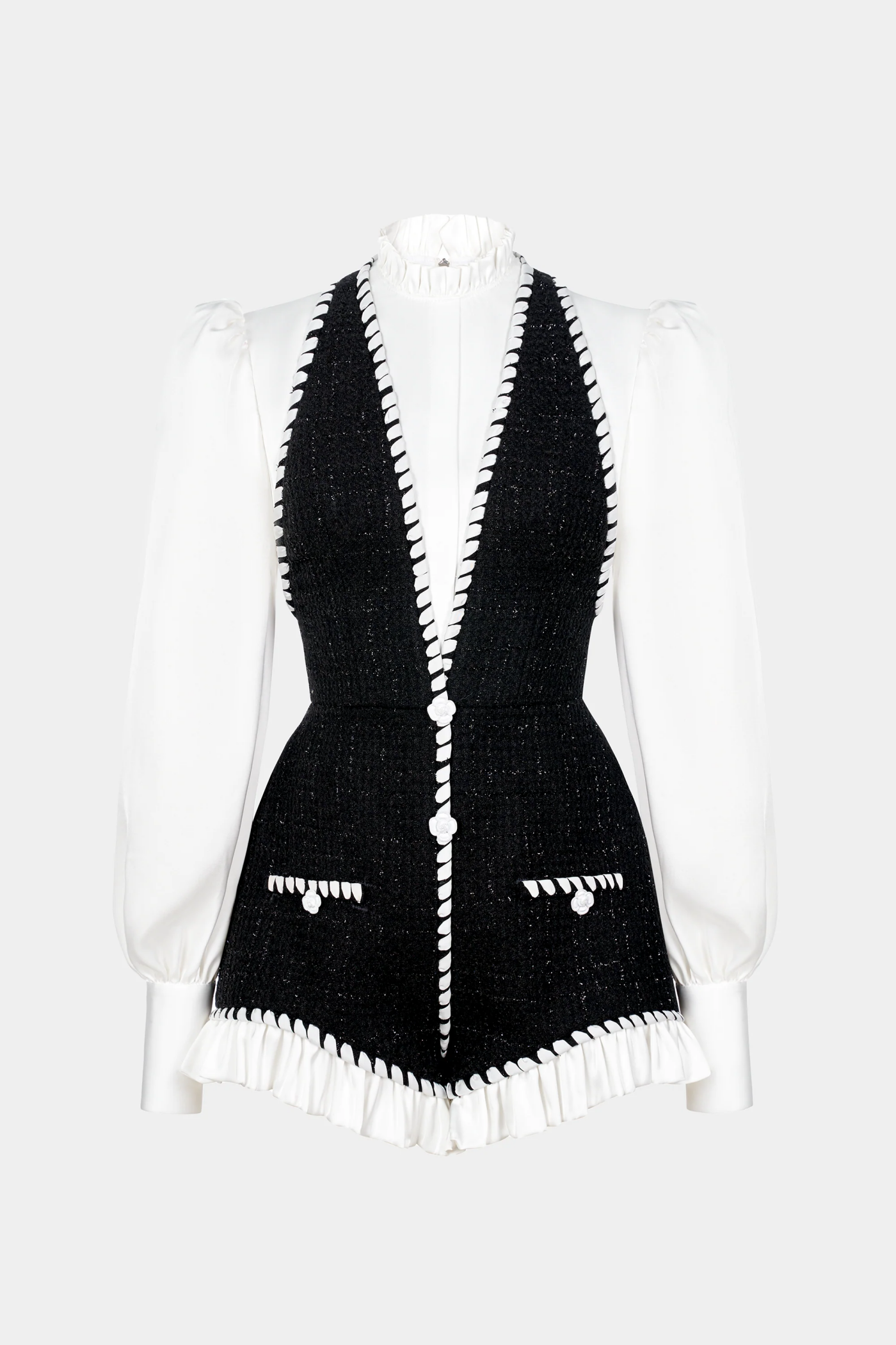 Colver Halter Tweed Shirt Romper