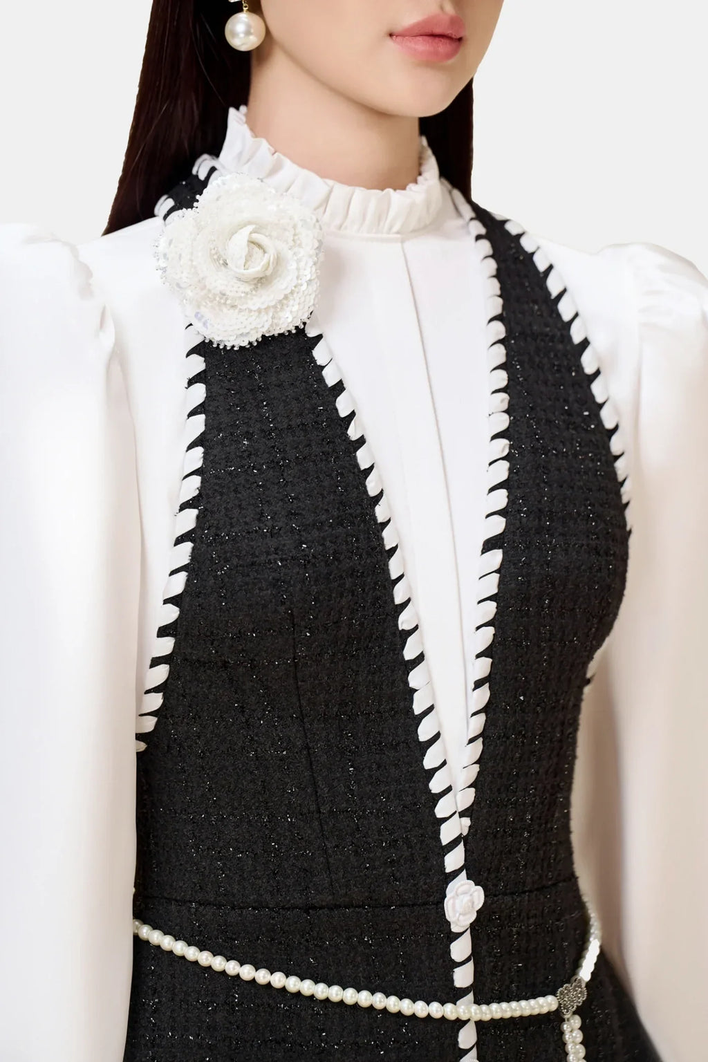 Colver Halter Tweed Shirt Romper