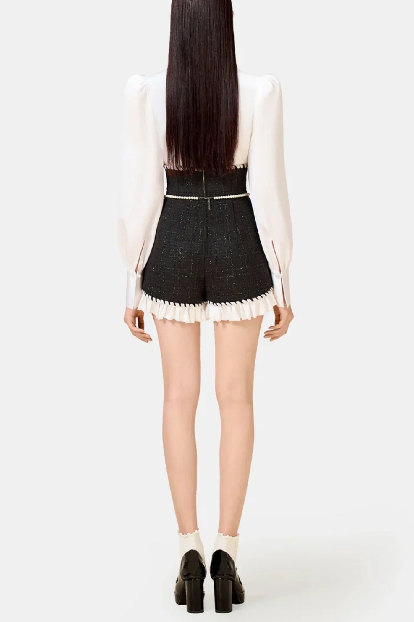 Colver Halter Tweed Shirt Romper