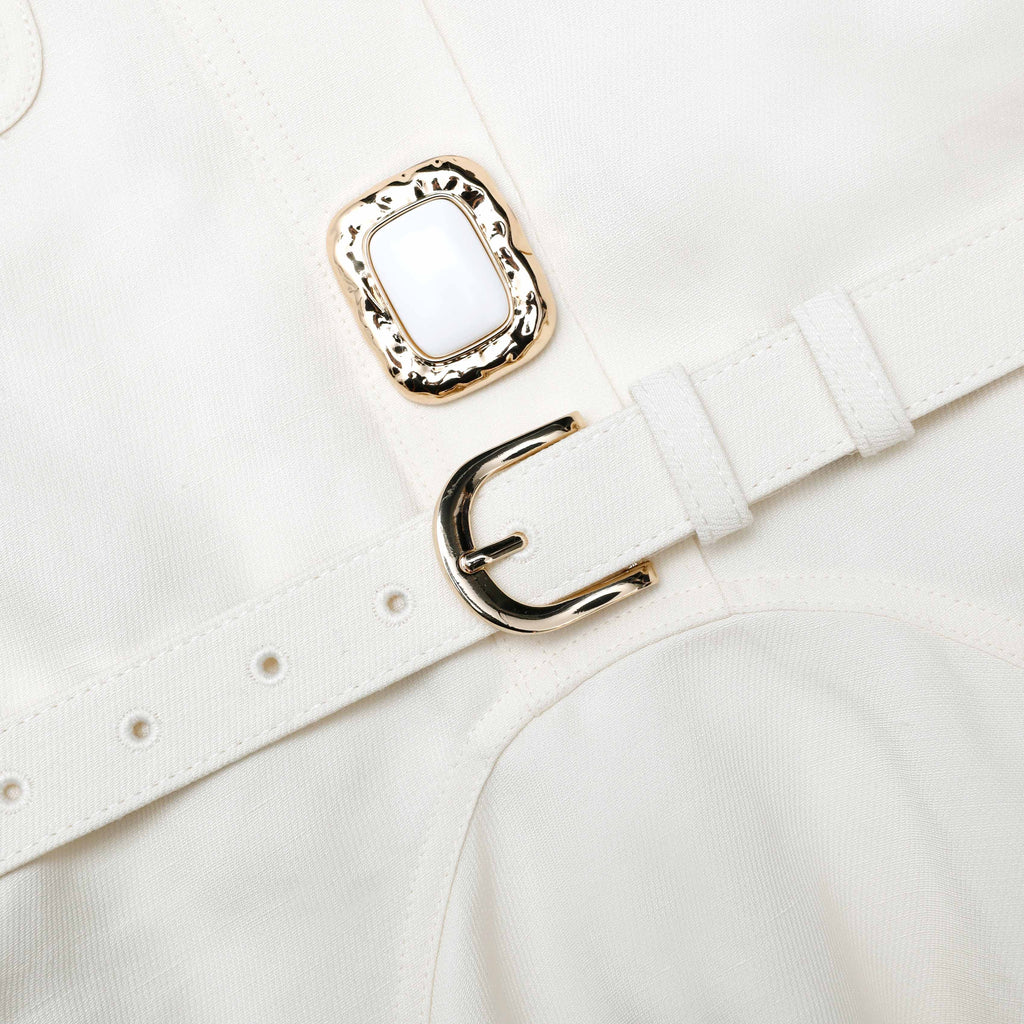 Cream Linen Mini Dress