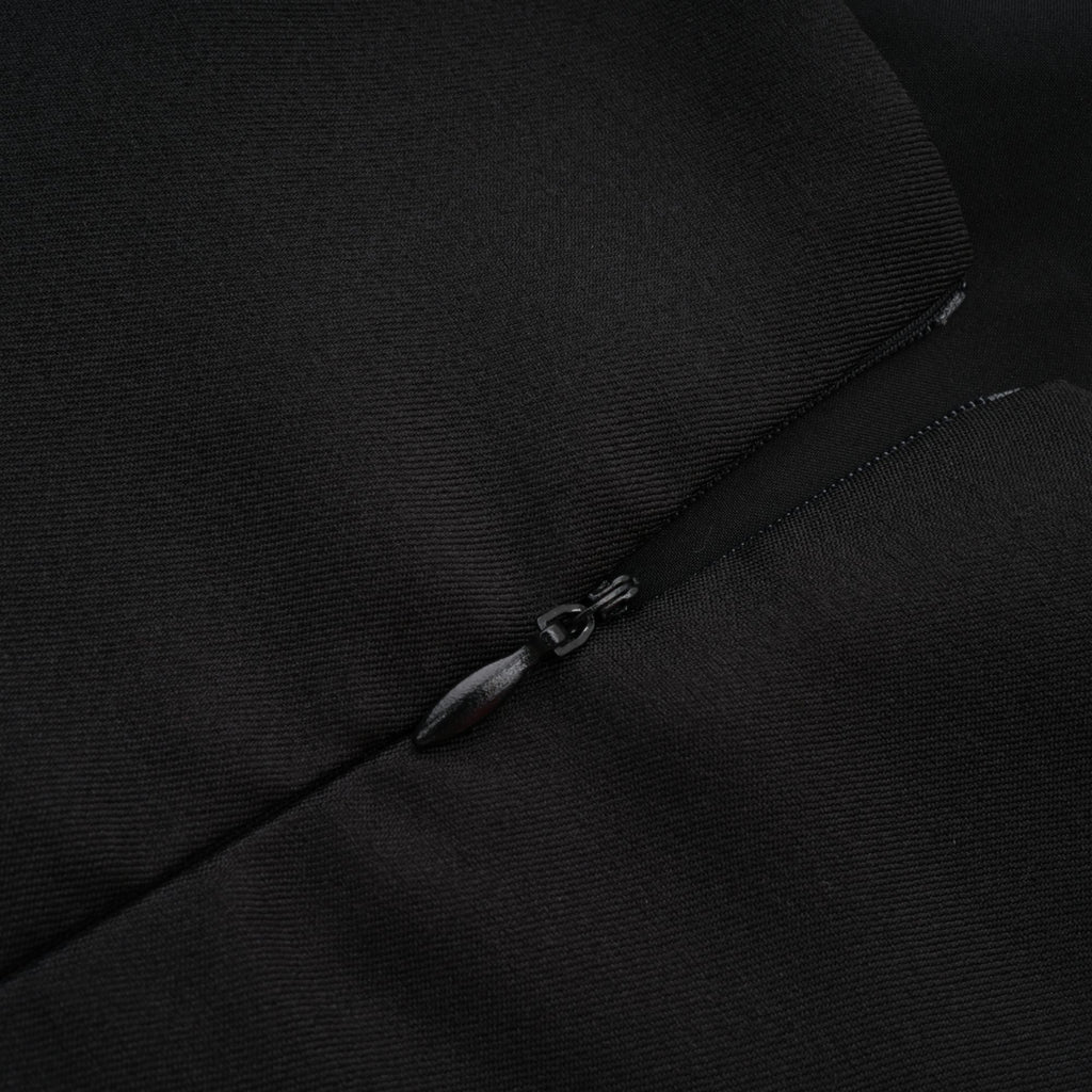 FLORAL APPLIQUÉ HALTER NECK MINI DRESS IN BLACK