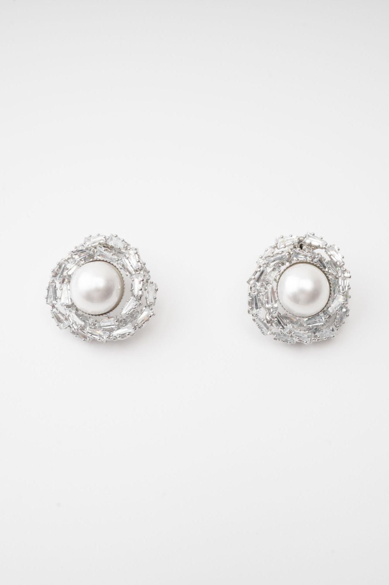 Emmelina crystal-embellished faux-pearl earrings