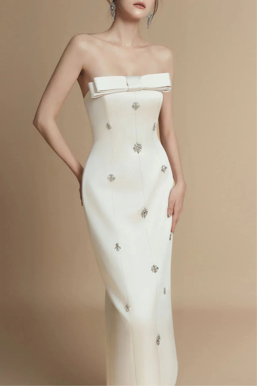 Sheath Straight Across Neck Taffeta Midi Dress