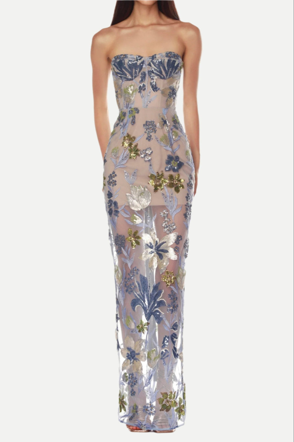 Dahlia Baby Blue Multi Maxi Dress