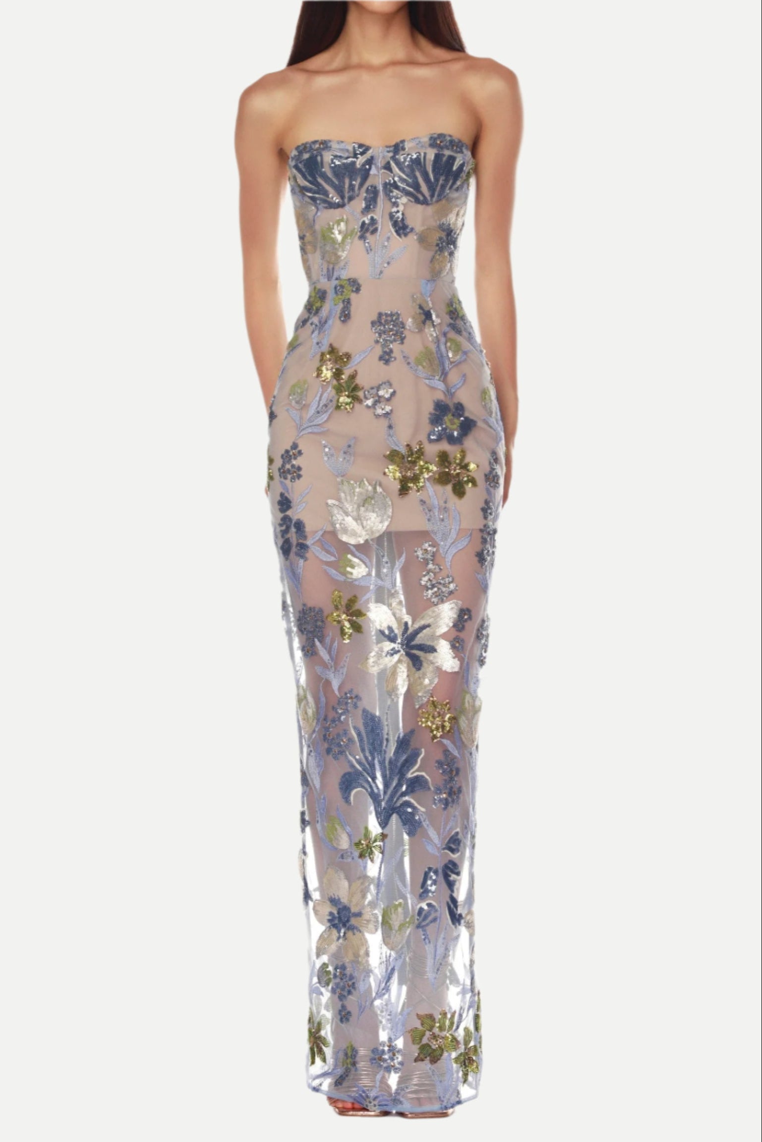 Dahlia Baby Blue Multi Maxi Dress