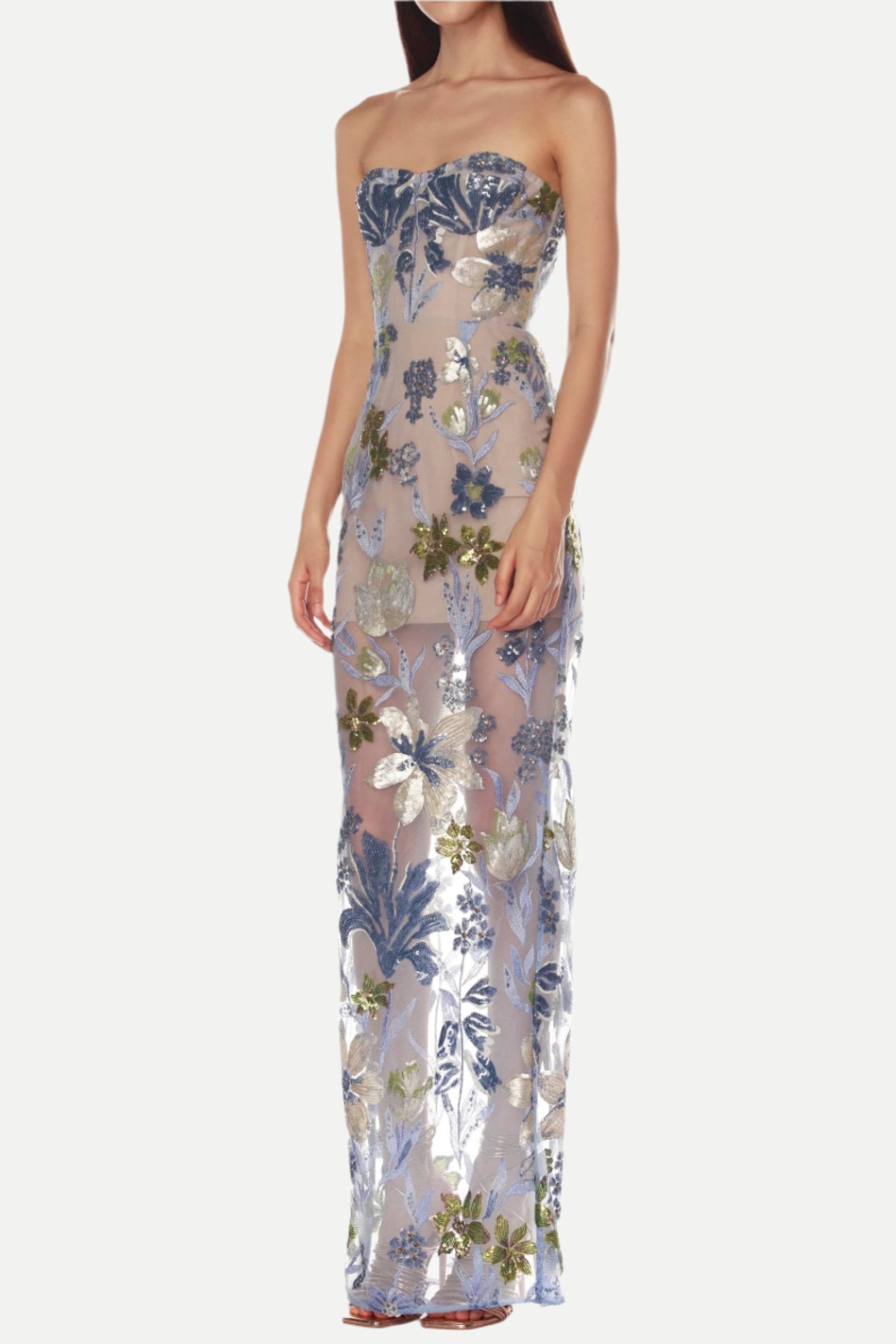 Dahlia Baby Blue Multi Maxi Dress