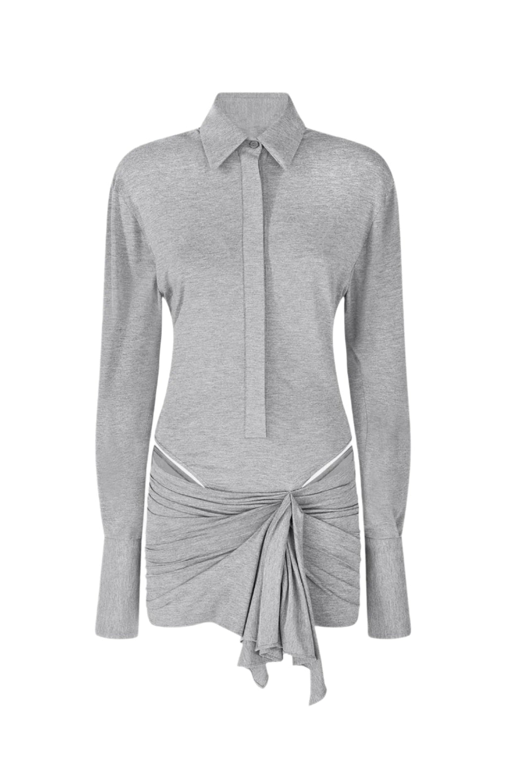 Dehaia Plunge Cutout Ruched Mini Dress - Grey