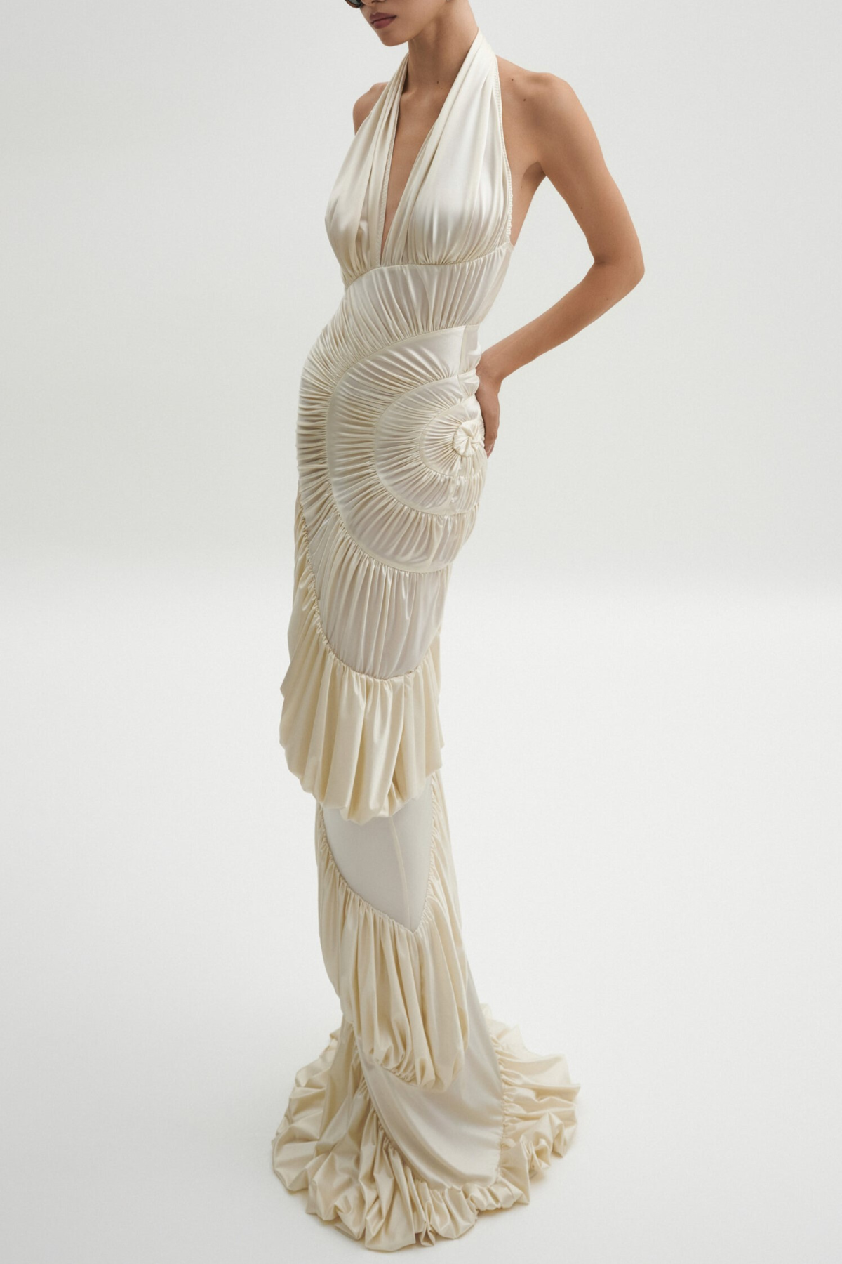 Dejana Halter Shirred Maxi Dress