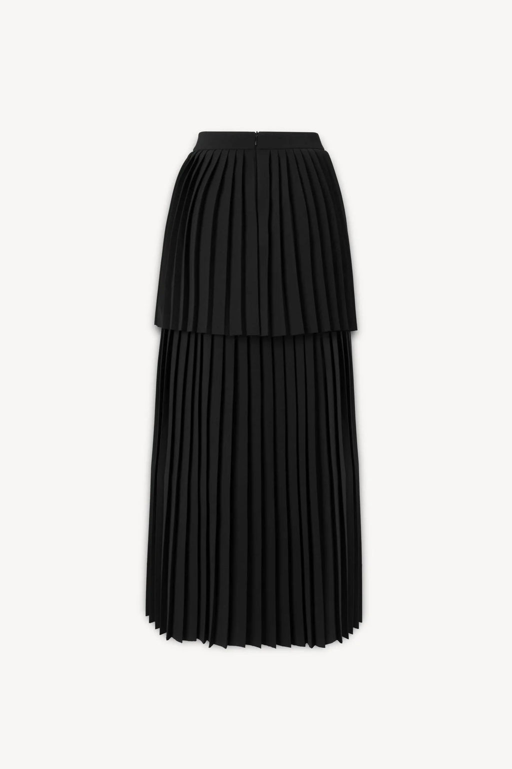 Sleeveless pleated layer skirt suit in black