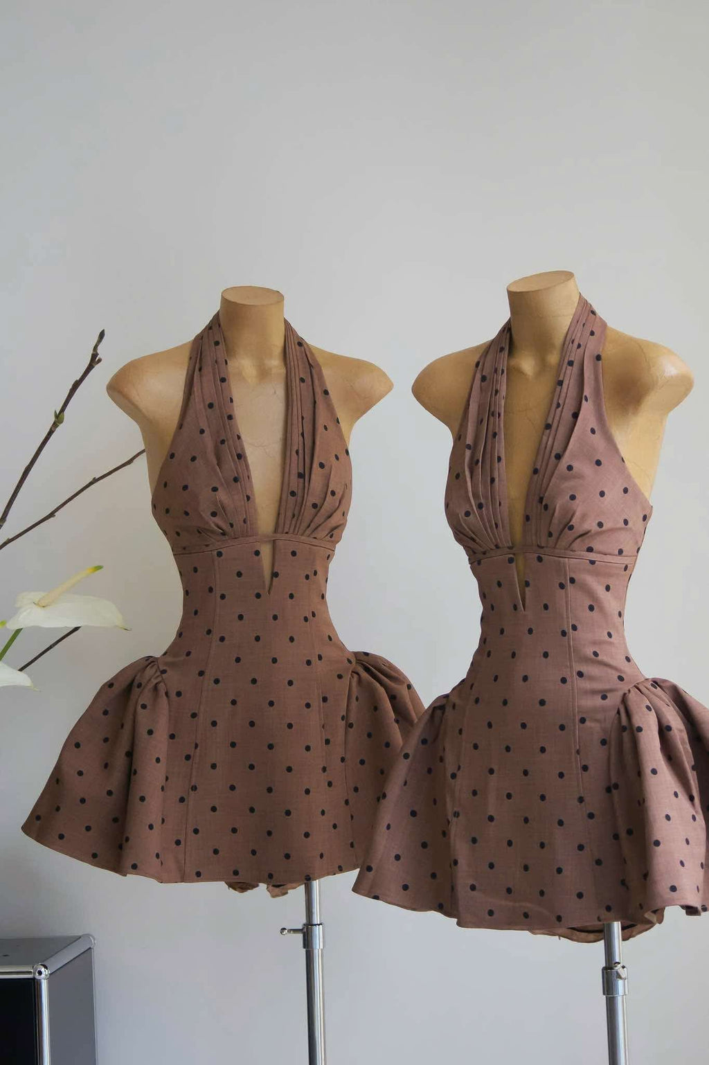 Tiffany Plunge Dot Mini Dress