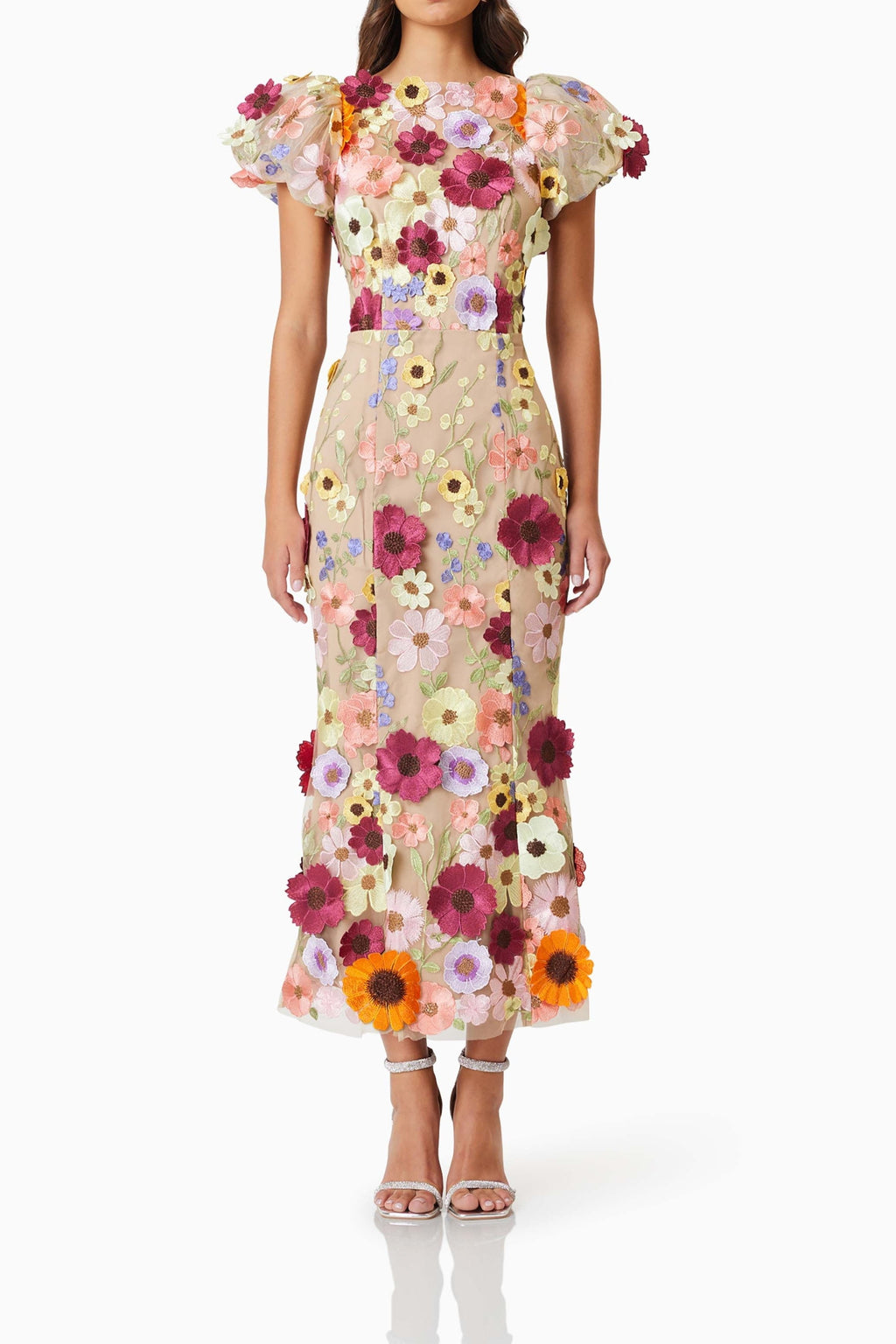 Astraea 3D Lace Maxi Dress In Pink