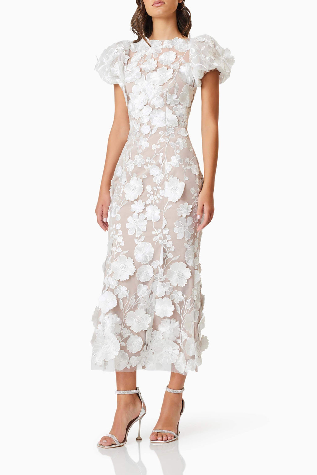 Astraea 3D Lace Maxi Dress In White