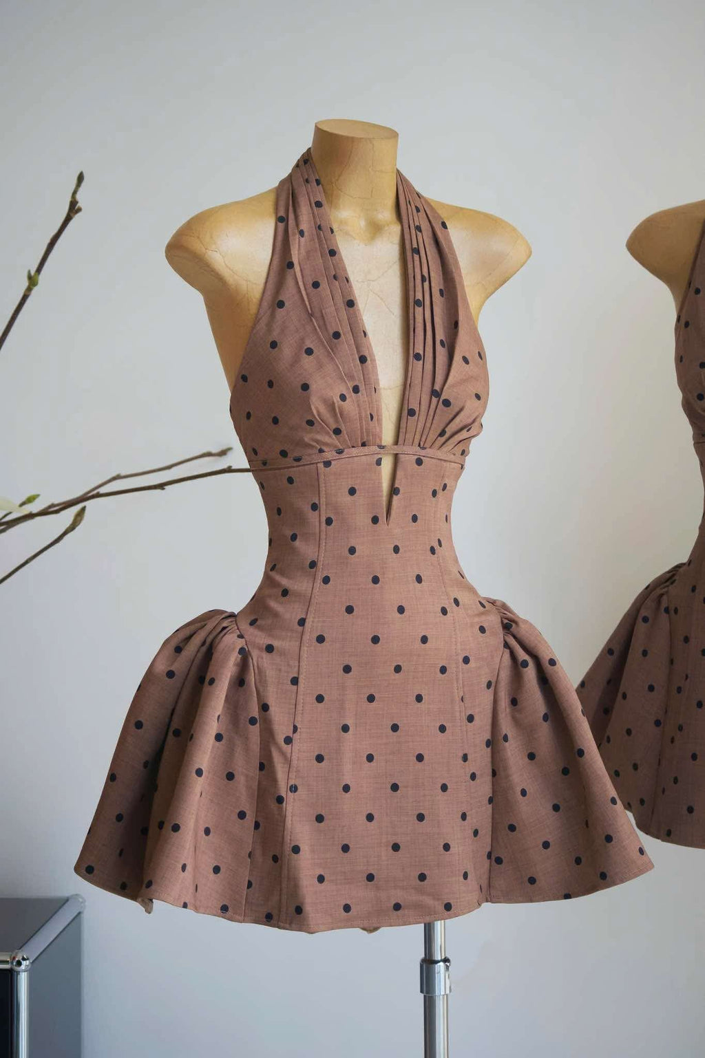 Tiffany Plunge Dot Mini Dress