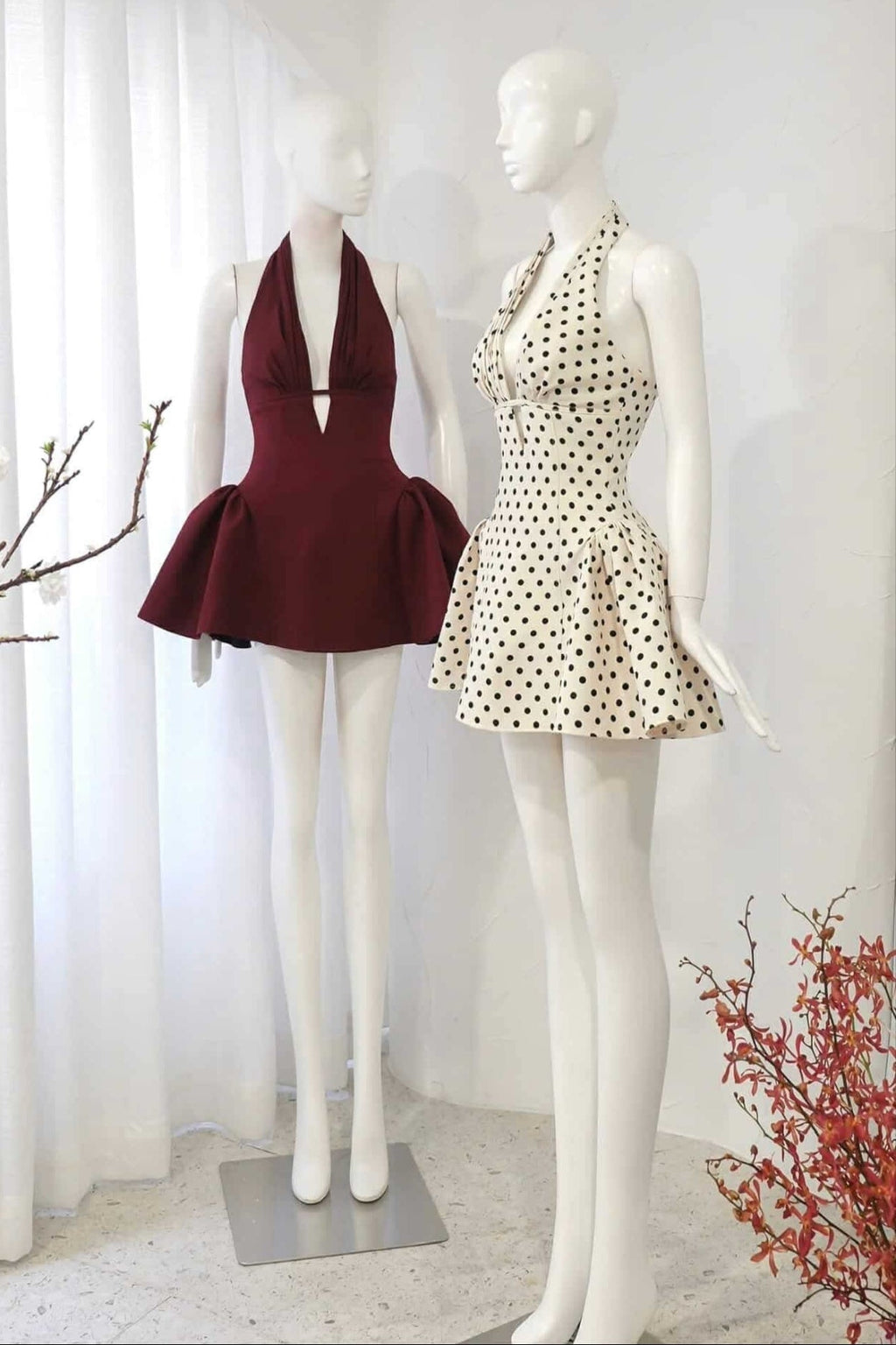 Tiffany Plunge Dot Mini Dress